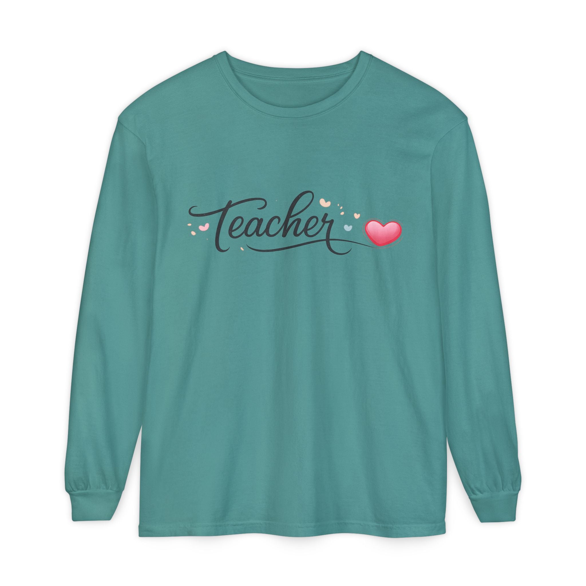 Teacher Long Sleeve T-Shirt — Minimal Script Teacher Tee, Back-to-School Gift