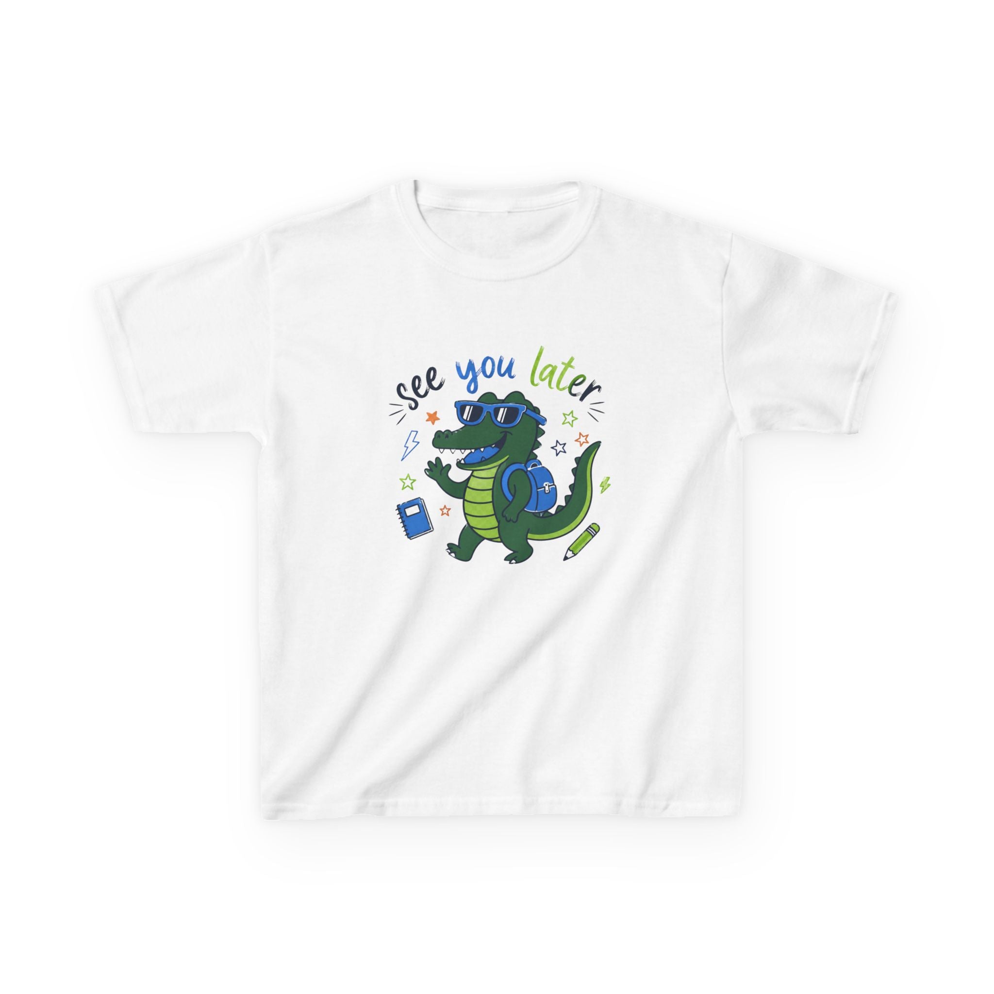 Kids T‑Shirt — "See You Later" Backpacking Alligator Graphic Tee