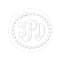 Monogram Round Outdoor Sticker — Elegant Pearled 'PD' Design (Transparent)