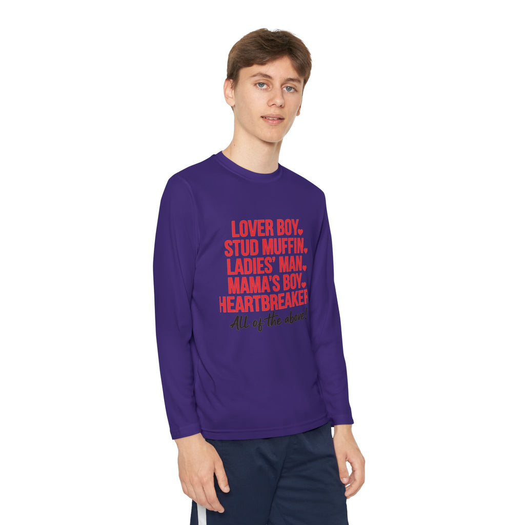 Youth Long Sleeve Tee - "Lover Boy, Stud Muffin...All of the Above!" Graphic