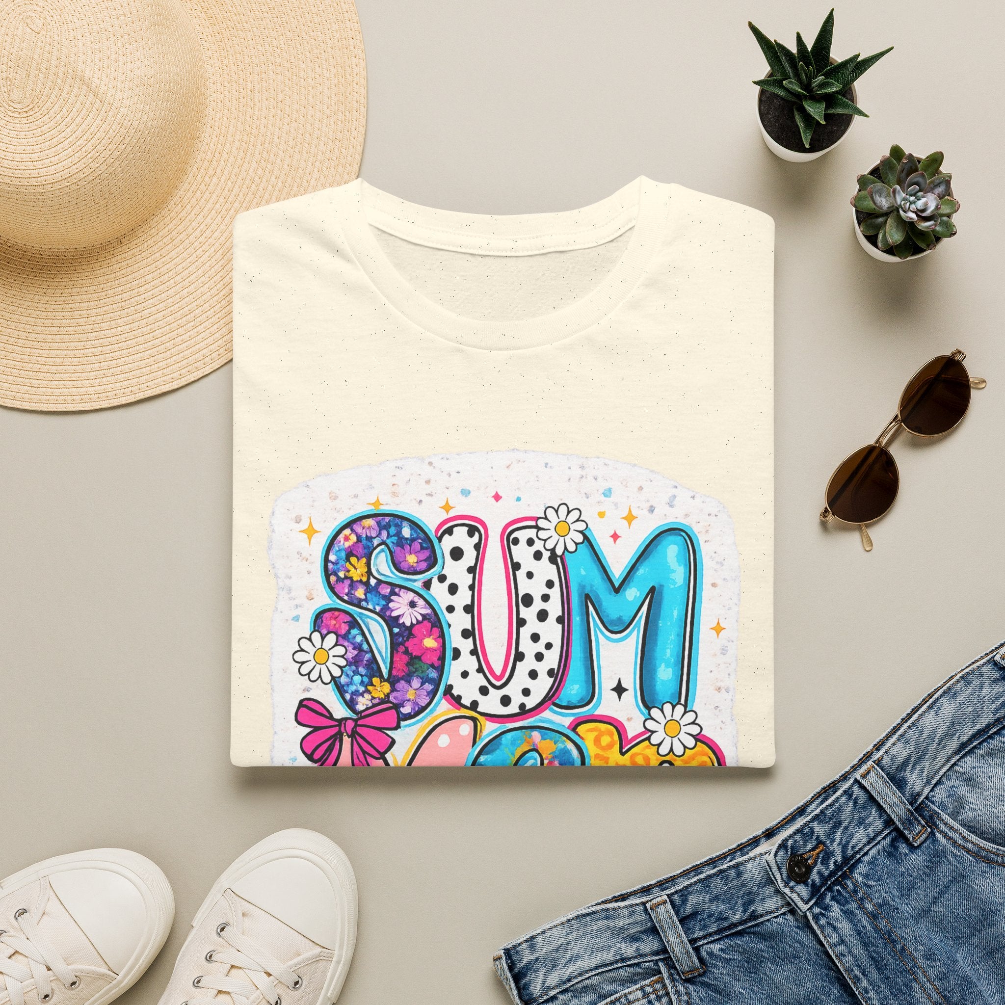 Summer Vibes T-Shirt — Colorful Floral Retro Graphic