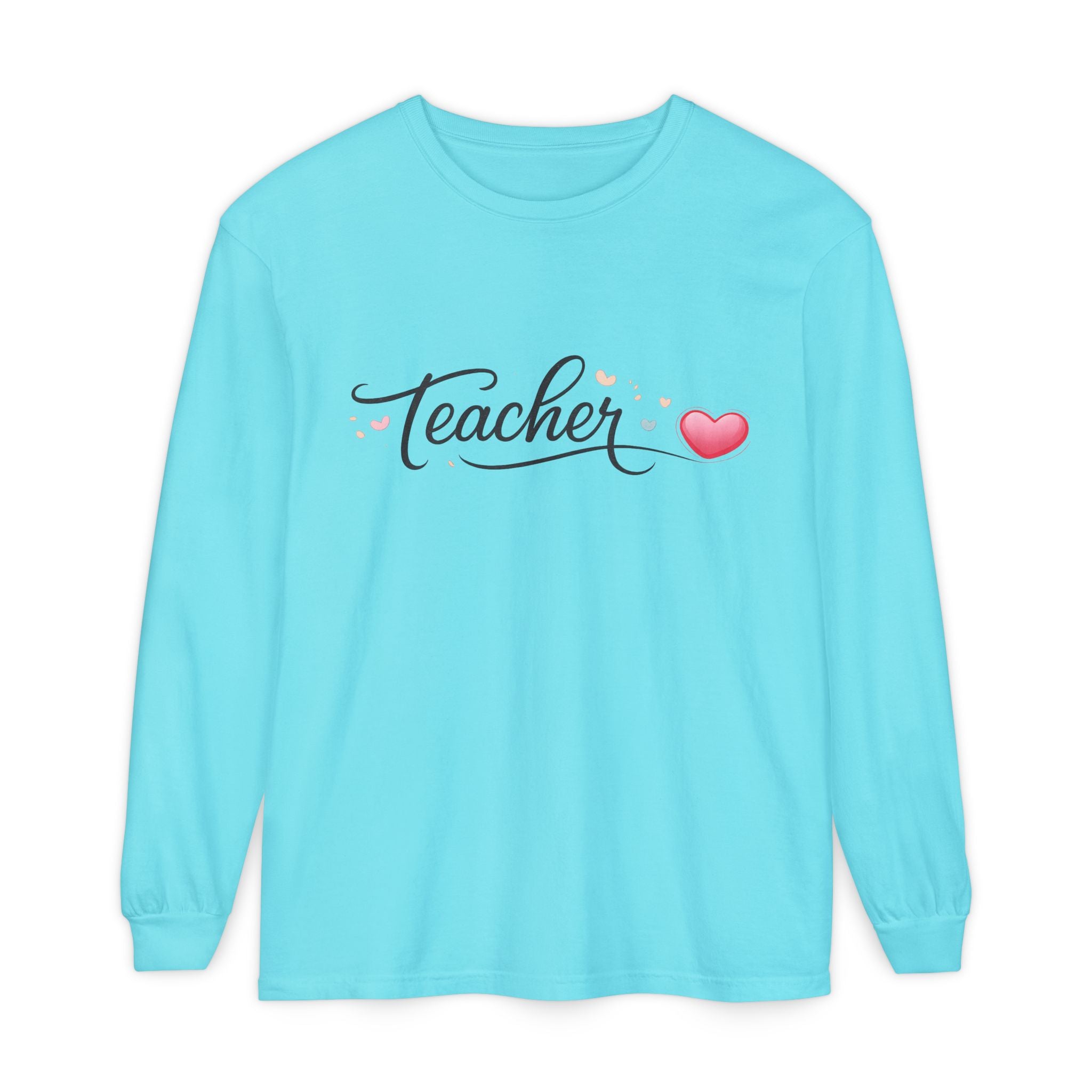 Teacher Long Sleeve T-Shirt — Minimal Script Teacher Tee, Back-to-School Gift