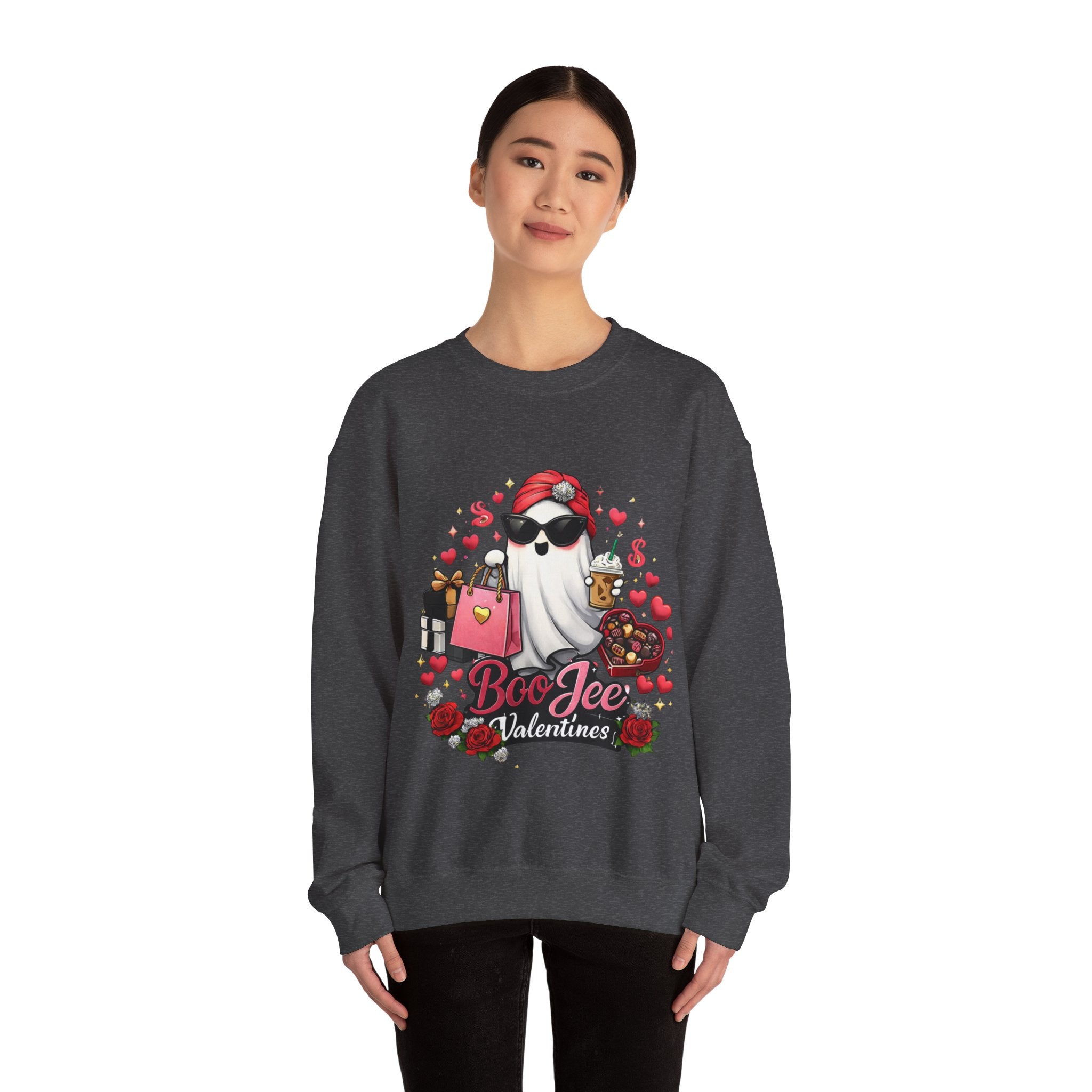 Valentine Boo Tee Sweatshirt — Cute Ghost Valentine Graphic Crewneck