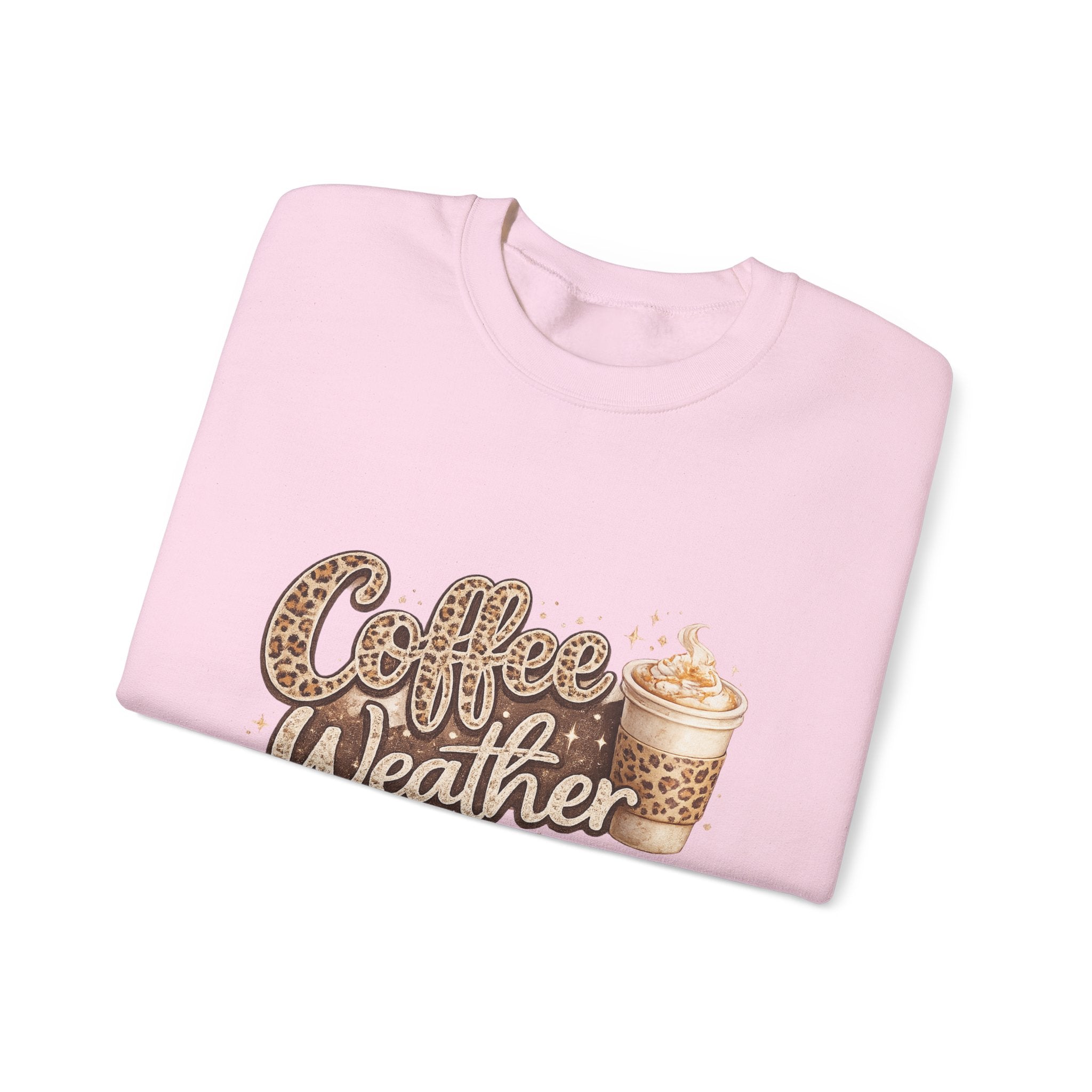 Coffee Weather Sweatshirt – Cozy Leopard Print Coffee Cup Crewneck