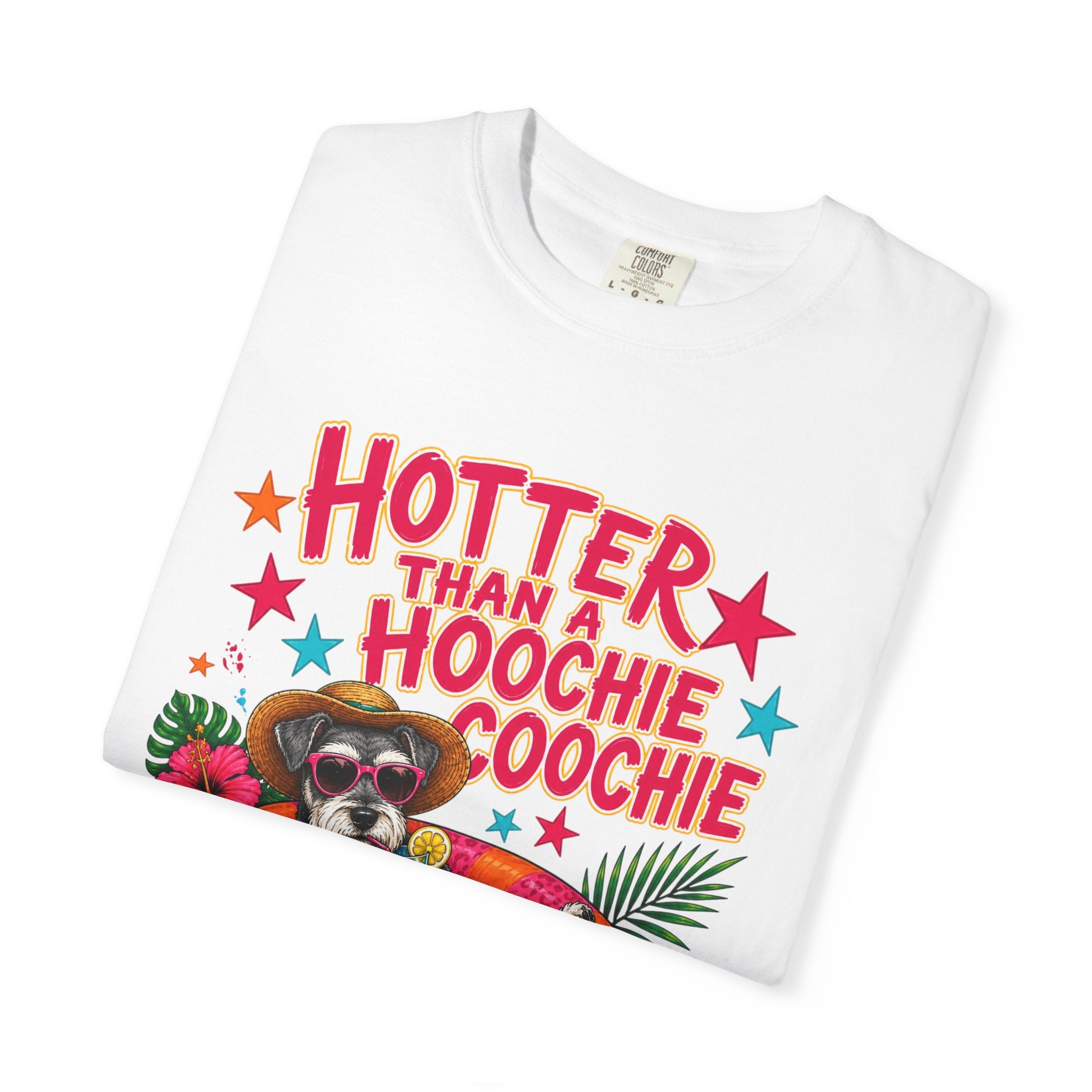 Graphic T-Shirt — "Hotter Than a Hoochie Coochie" Summer Pool Cat Tee