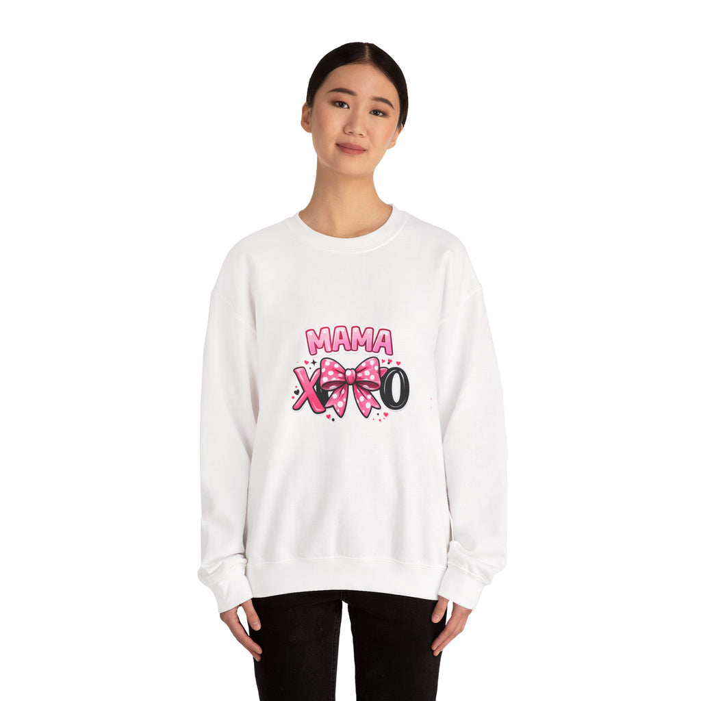 Mama XOXO Crewneck Sweatshirt – Cute Pink Bow Mother's Day Sweatshirt