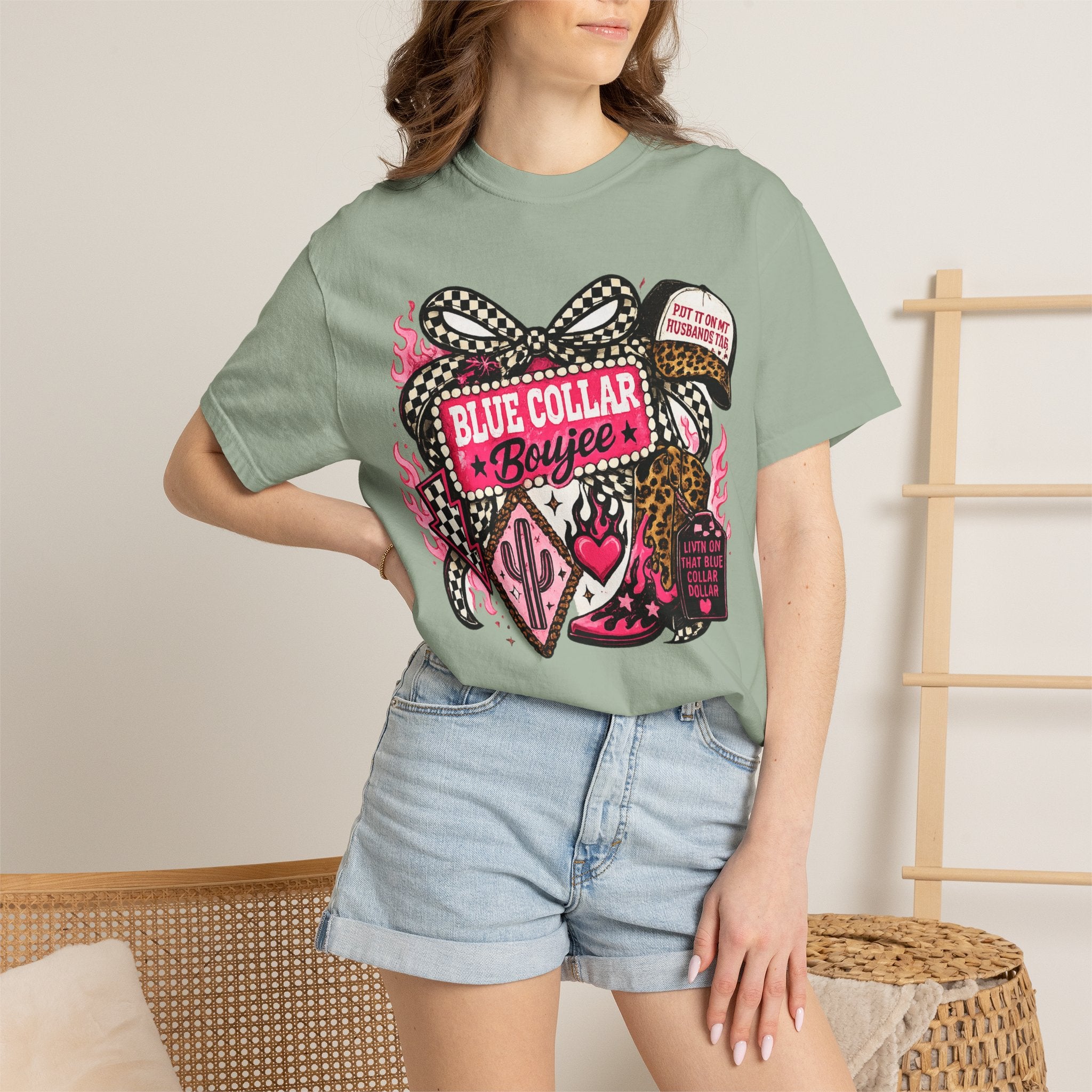 Blue Collar Boujee T-Shirt – Retro Western Cowgirl Graphic Tee