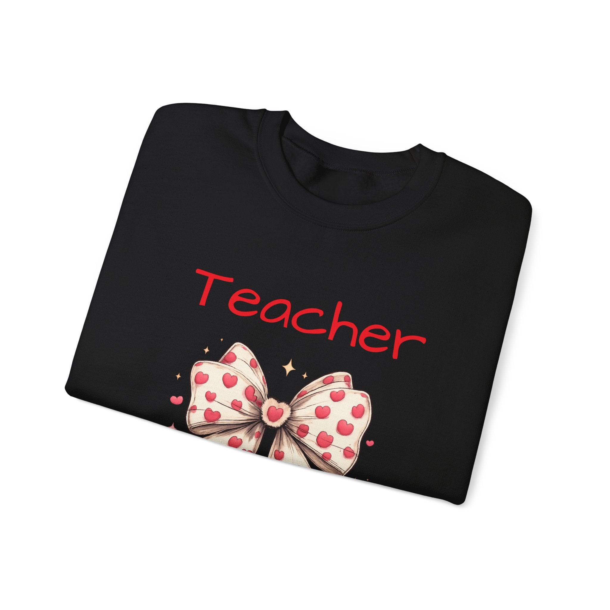 Teacher Bow Sweatshirt - Cute Heart Print Teacher Crewneck