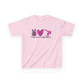 Kids Tee — "Peace Love Gymnastics" Pink Glitter Graphic