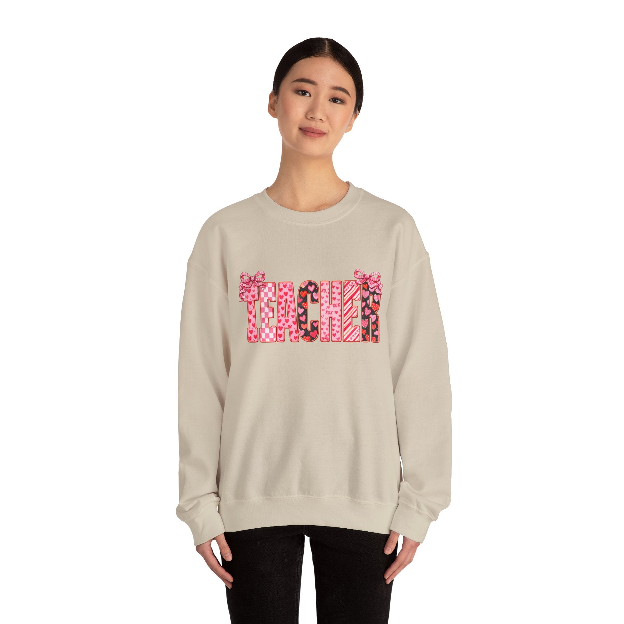 Teacher Leopard Heart Crewneck Sweatshirt