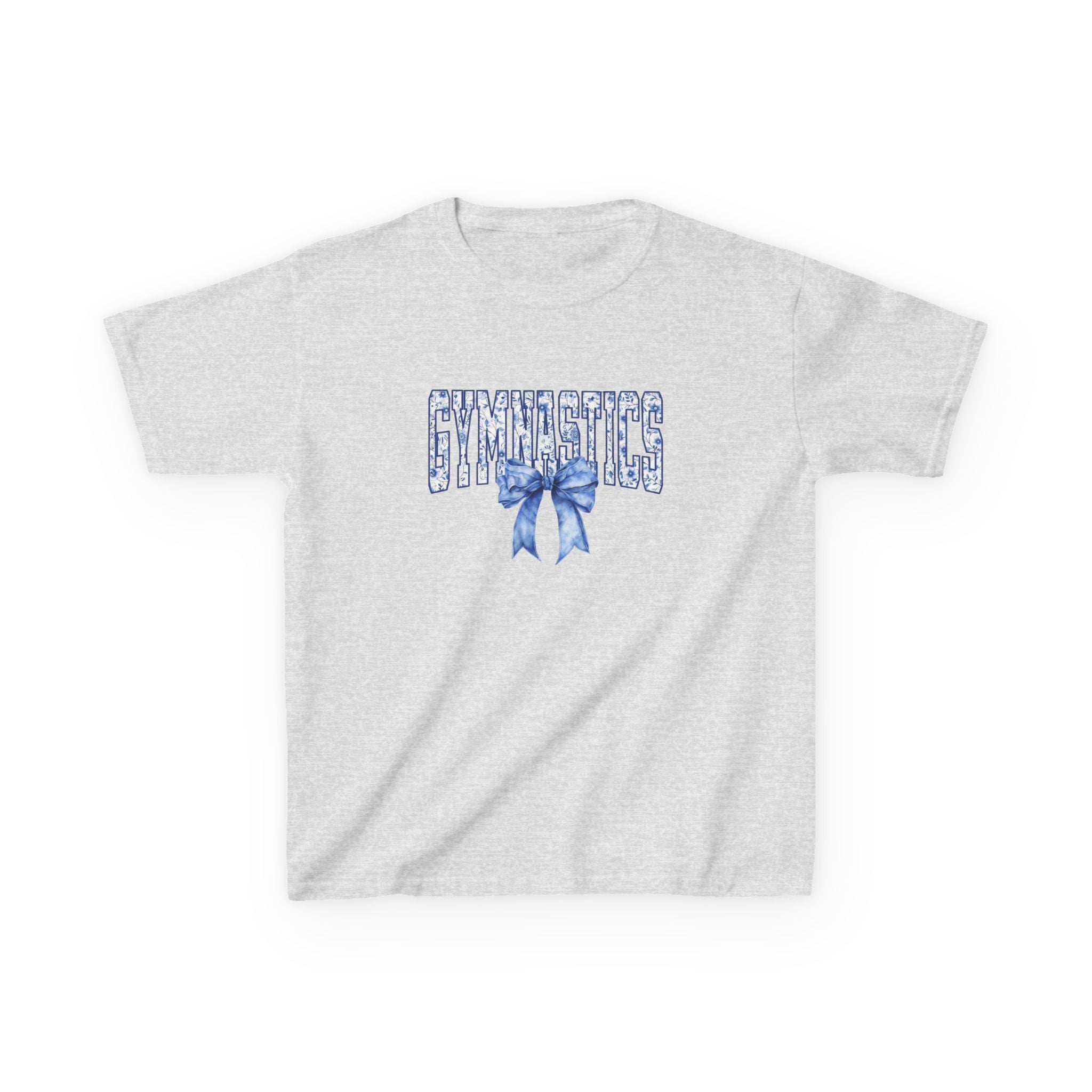 Gymnastics Kids Tee — Blue Bow Athletic Shirt for Girls