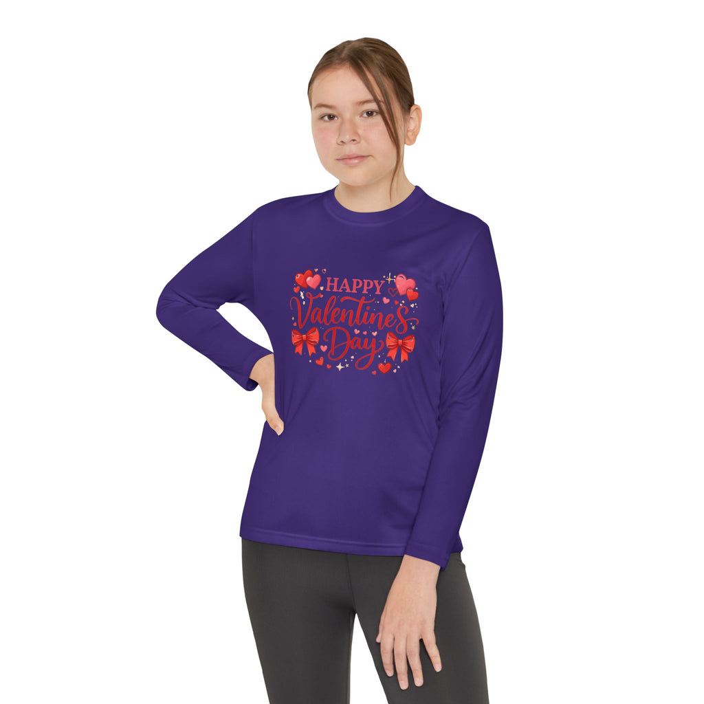Valentine’s Day Youth Long Sleeve Tee — "Happy Valentine’s Day" Kids Shirt