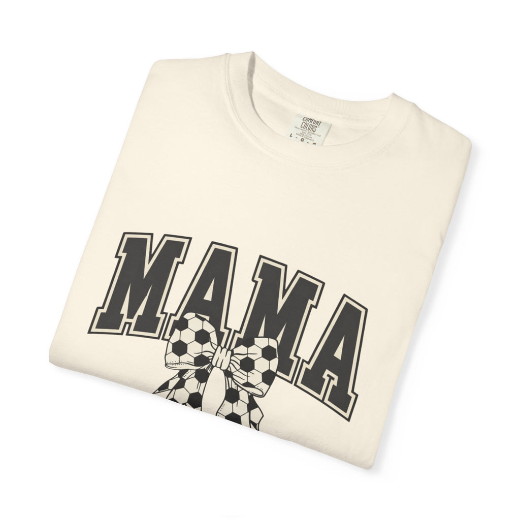 Mama Graphic T-Shirt — Retro Collegiate Letters with Polka Dot Bow