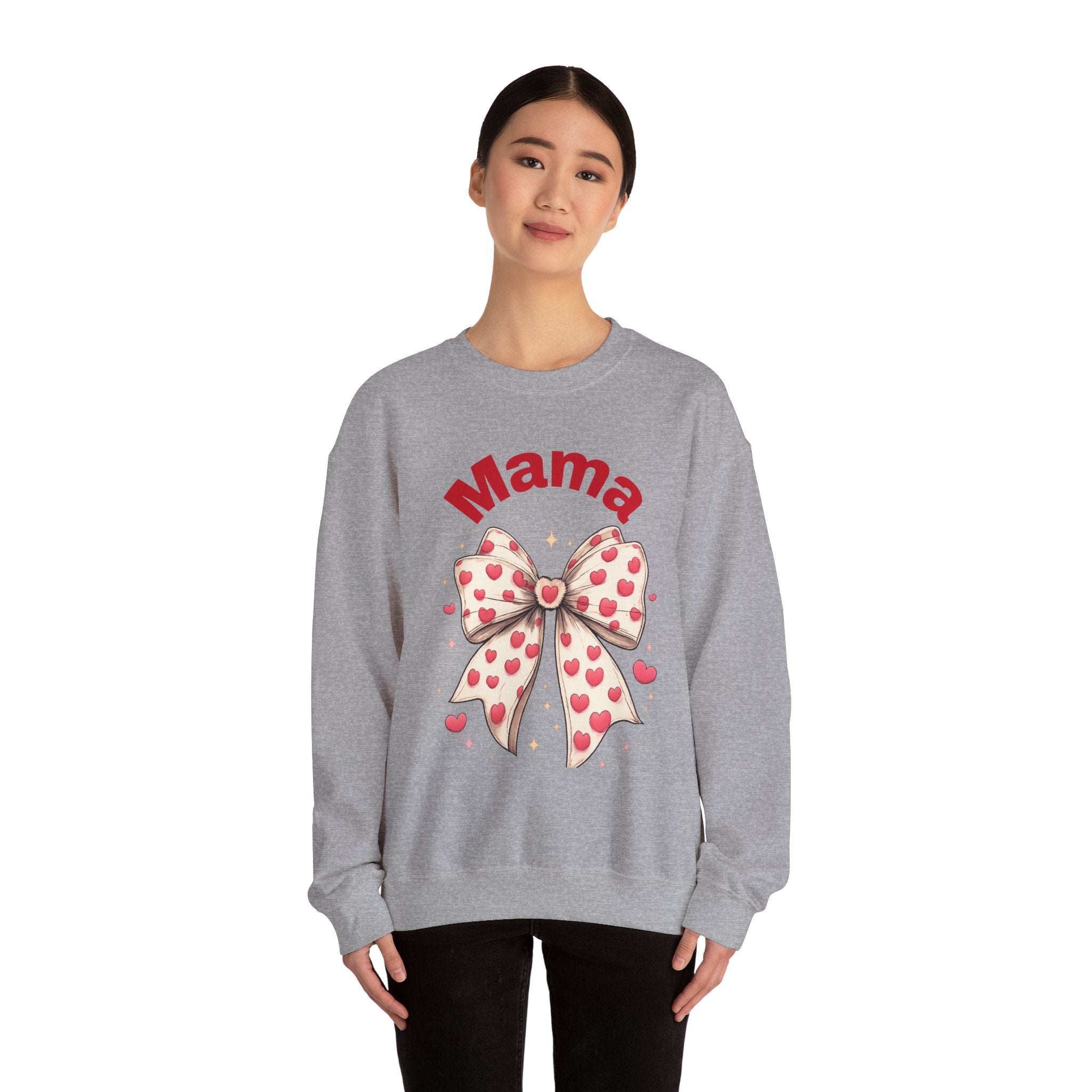 Mama Heart Bow Sweatshirt – Cute Valentine’s Day Mom Crewneck