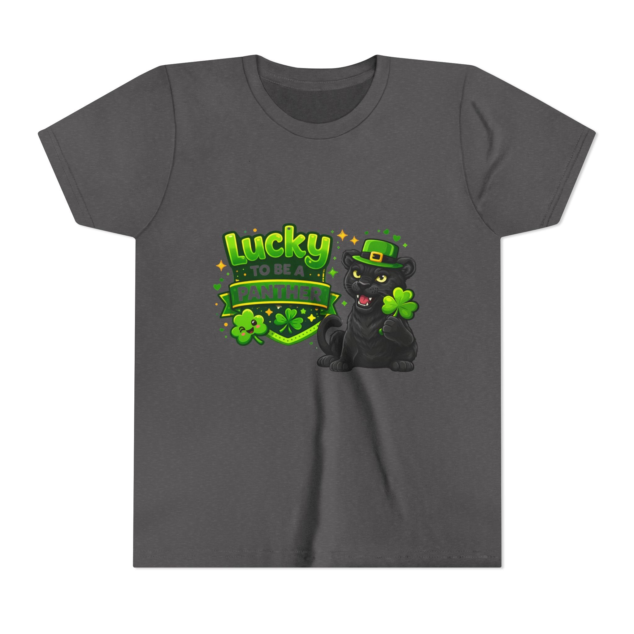 Youth Tee — "Lucky to Be a Panther" St. Patrick's Day Shamrock Tee