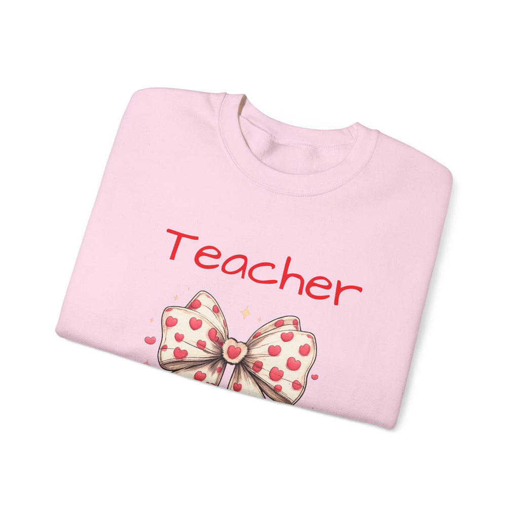Teacher Bow Sweatshirt - Cute Heart Print Teacher Crewneck