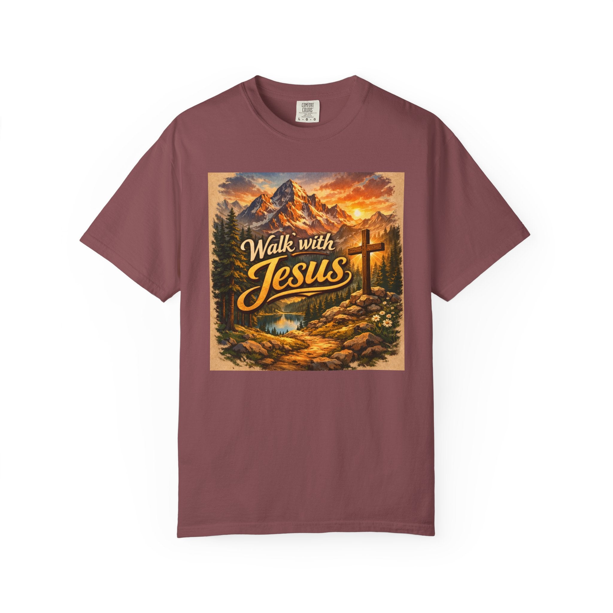 Walk with Jesus T-Shirt — Christian Faith Mountain Cross Tee