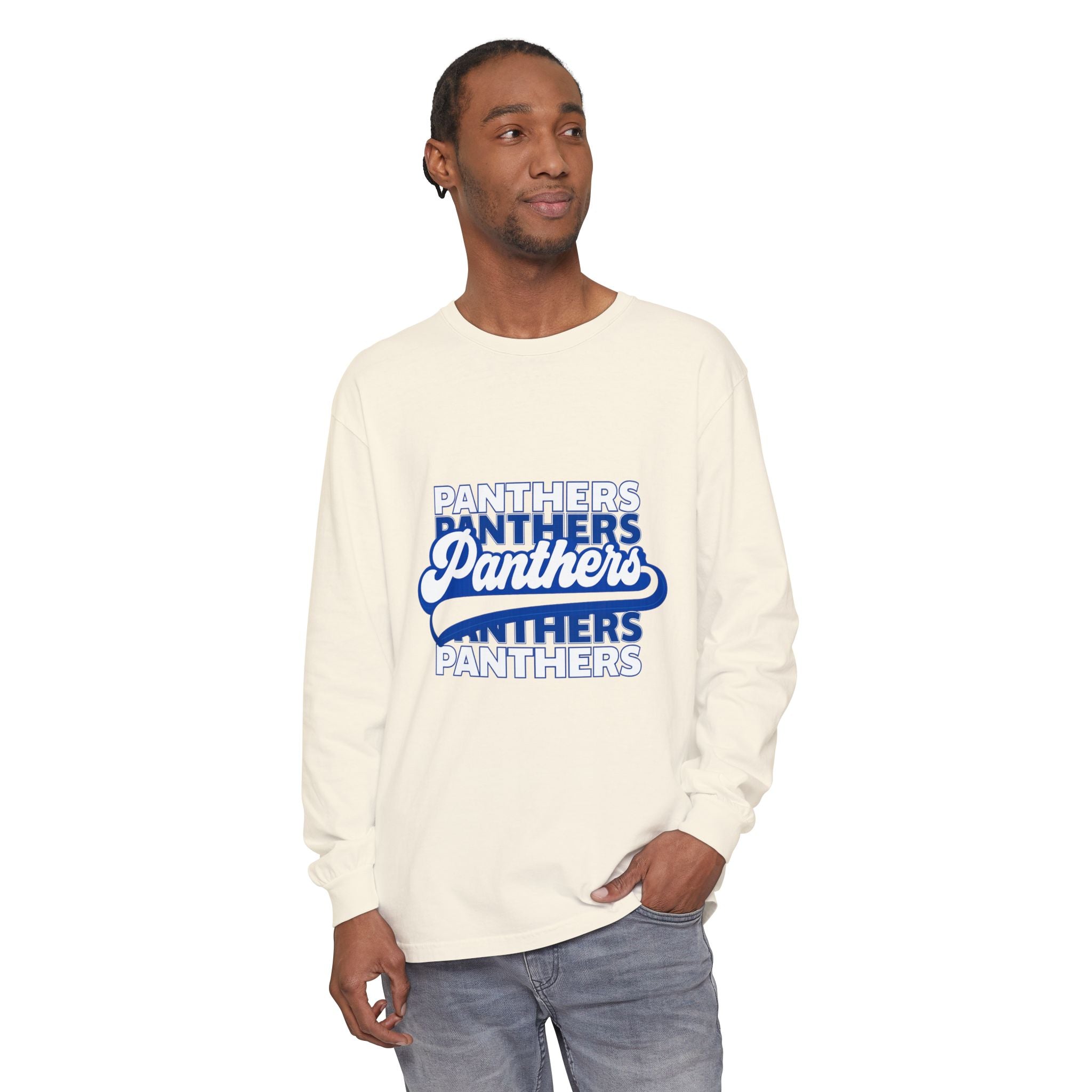 Panthers Retro Script Long Sleeve Tee