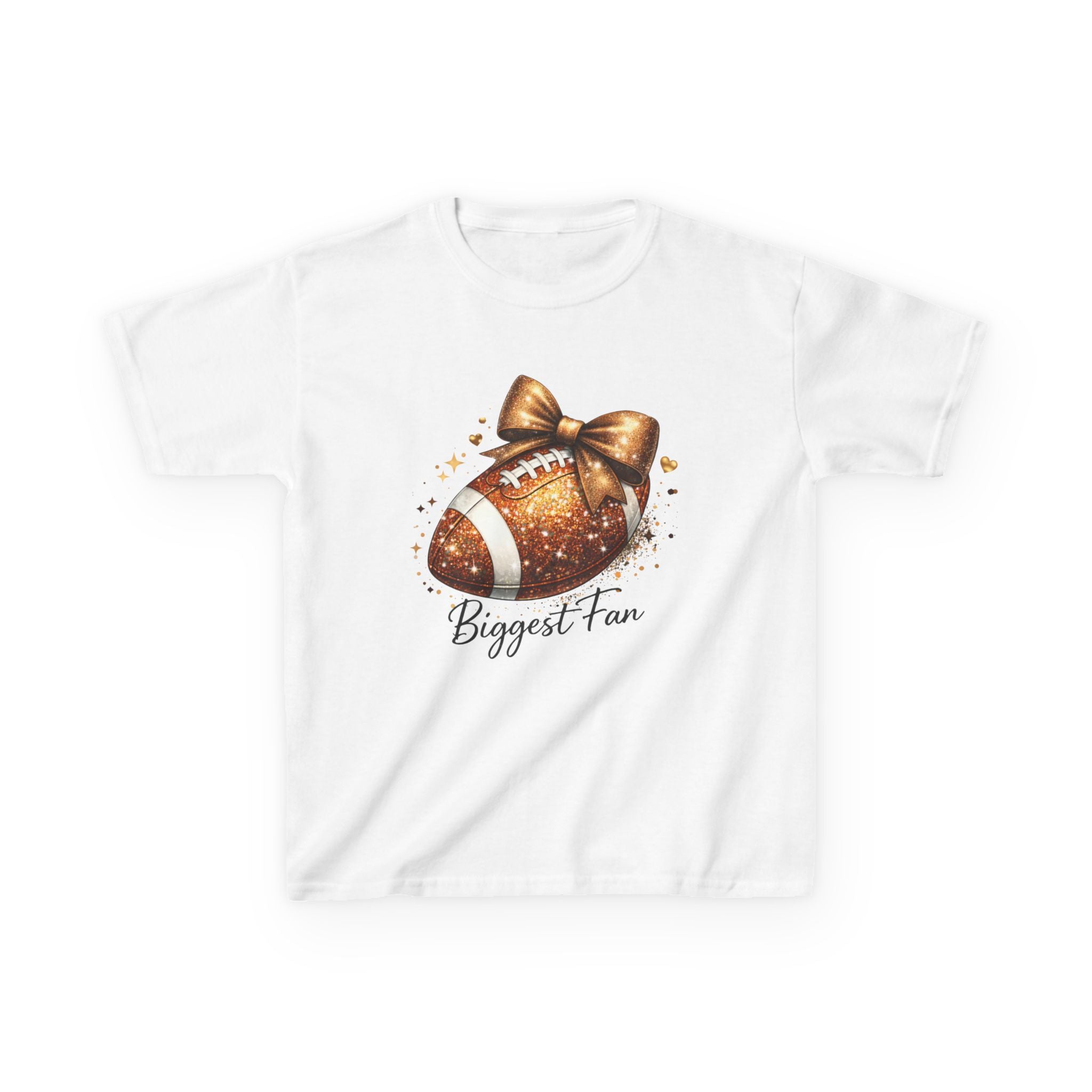 Kids Tee — 'Biggest Fan' Glitter Football Design