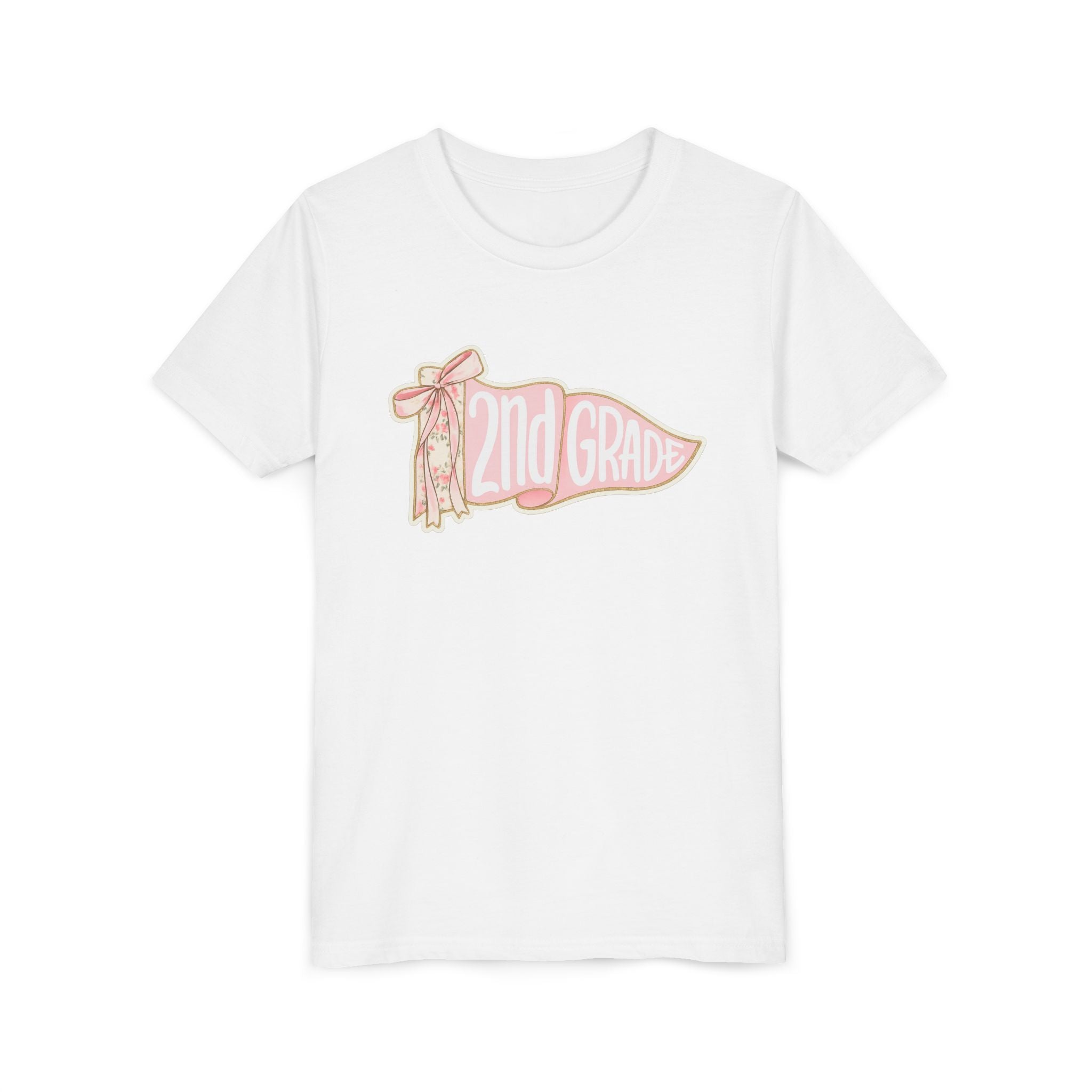2nd Grade Pennant Kids T‑Shirt — Cute Pink Back-to-School Tee for Girls
