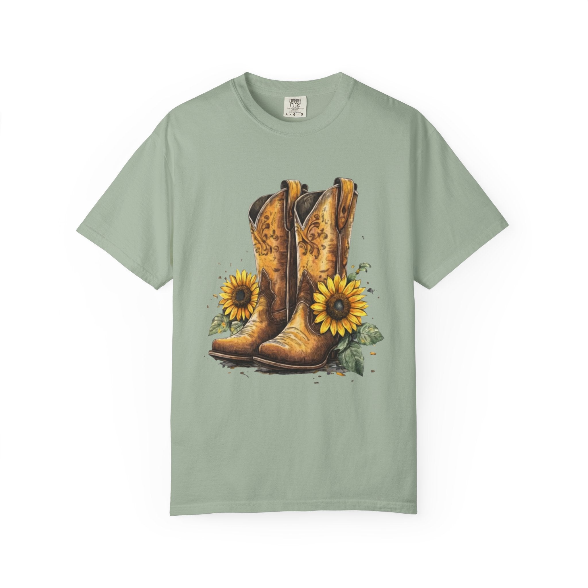 Cowgirl Boots & Sunflowers T-Shirt — Western Floral Graphic Tee