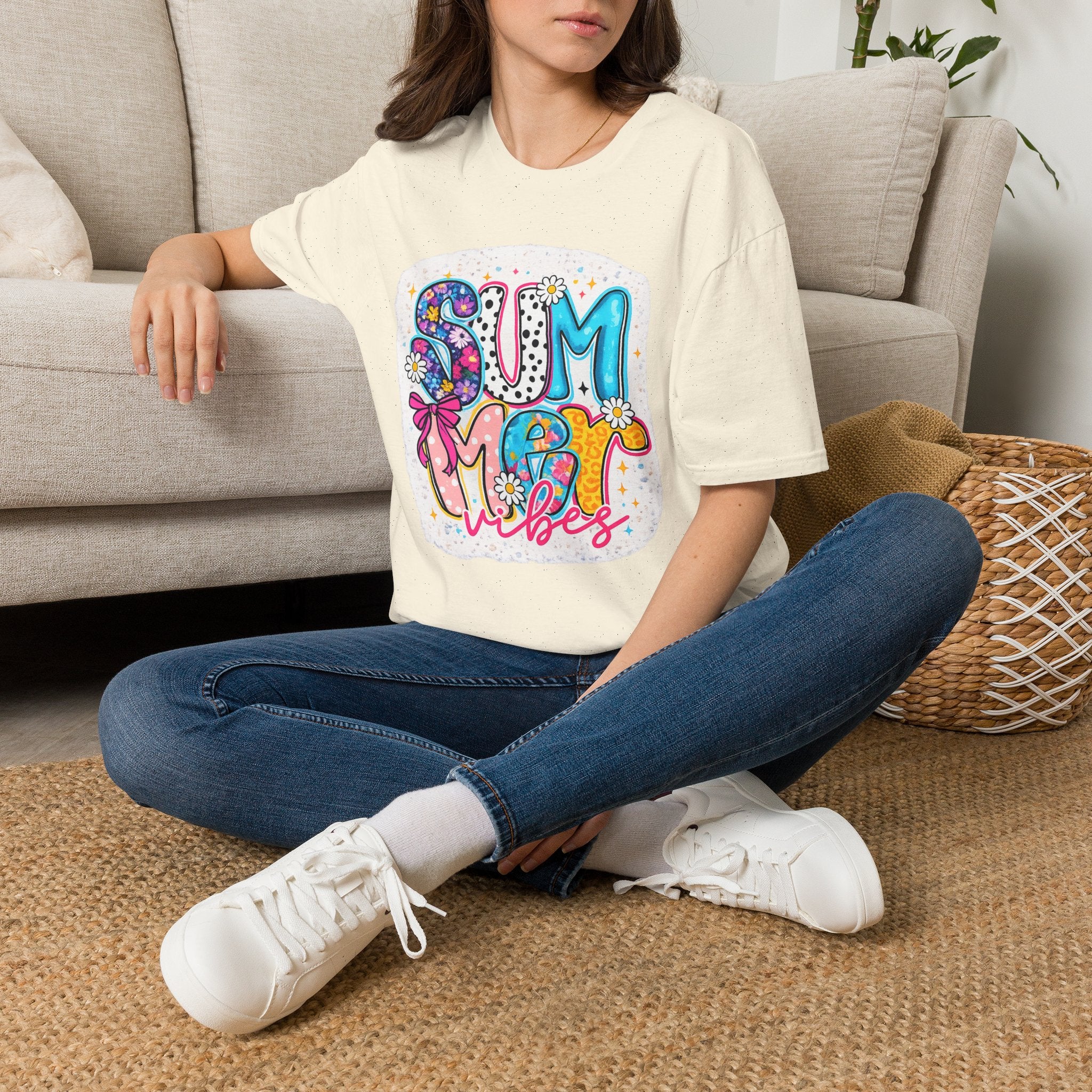 Summer Vibes T-Shirt — Colorful Floral Retro Graphic