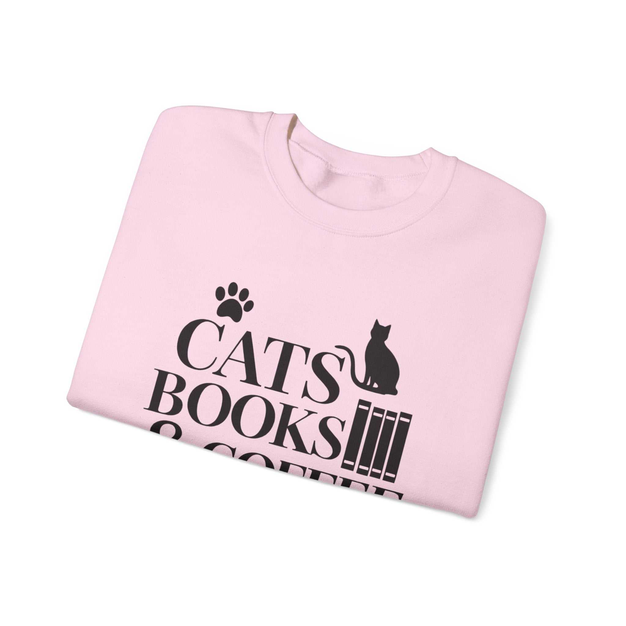 Cats, Books & Coffee Sweatshirt - Cozy Cat Lover Crewneck