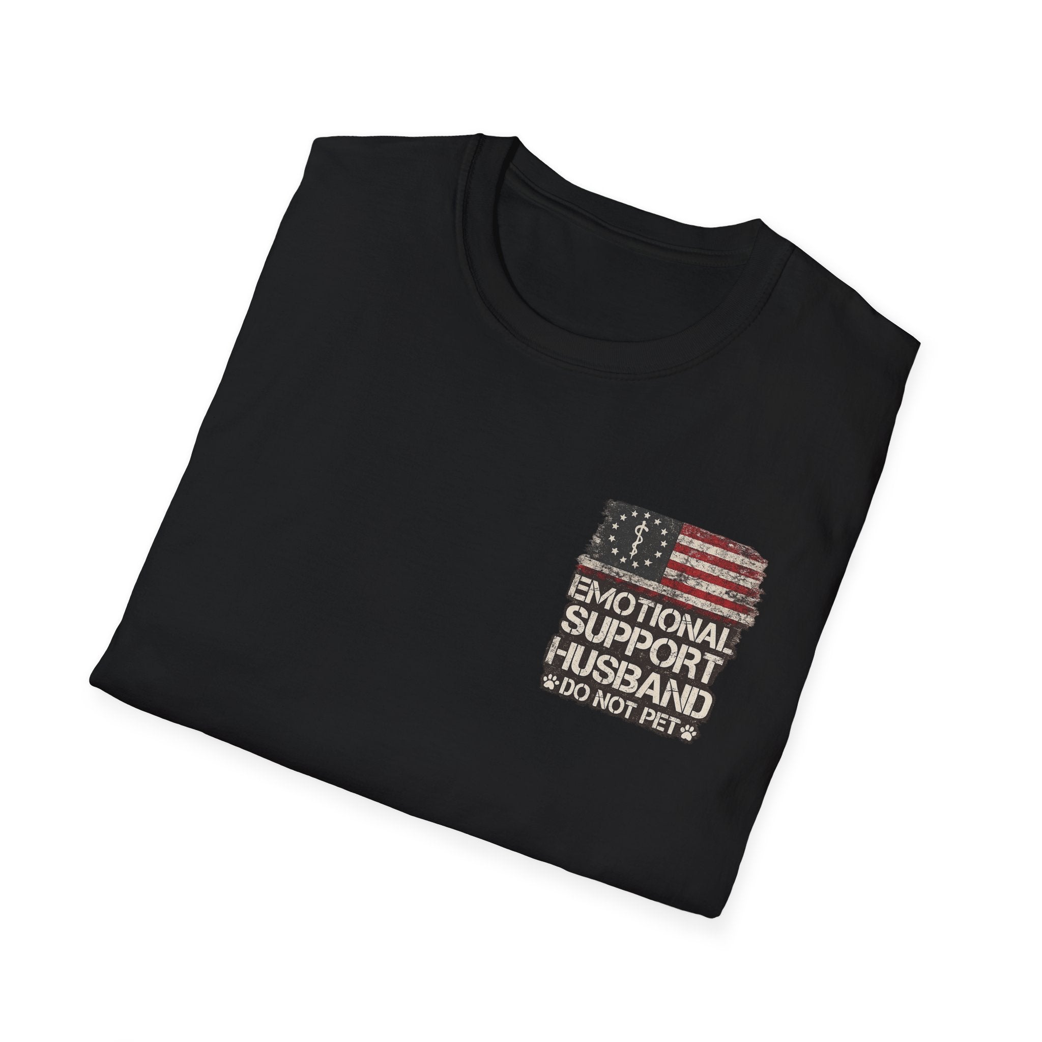 Emotional Support Husband T-Shirt — Patriotic "Do Not Pet" Graphic Tee