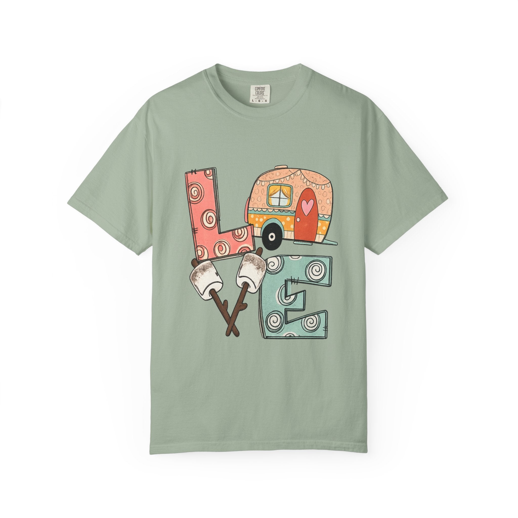 Love Camper T-Shirt — Retro RV & S'mores Graphic Tee for Campers