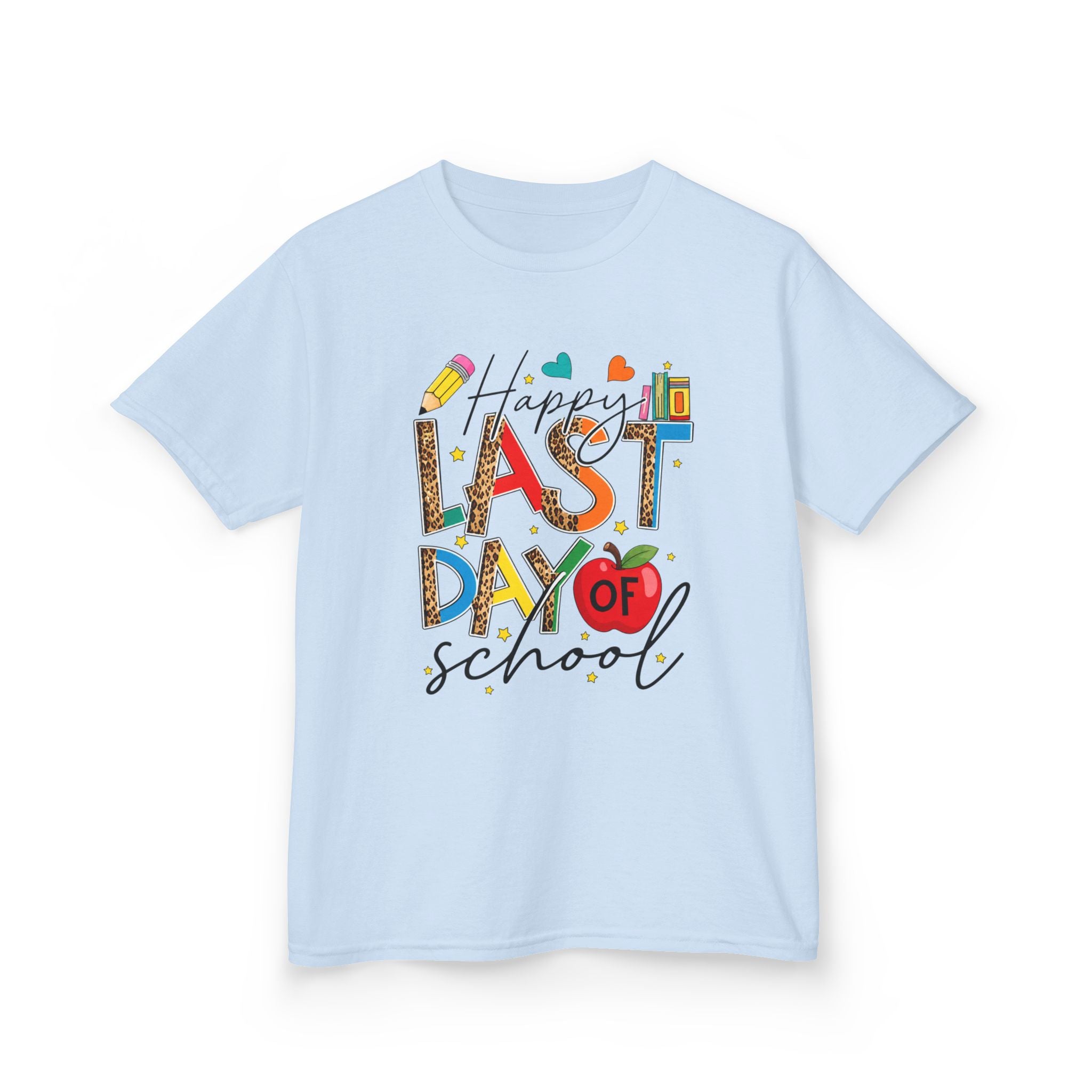 Last Day of School Kids T-Shirt – Happy Last Day of School Tee with Colorful School Icons
