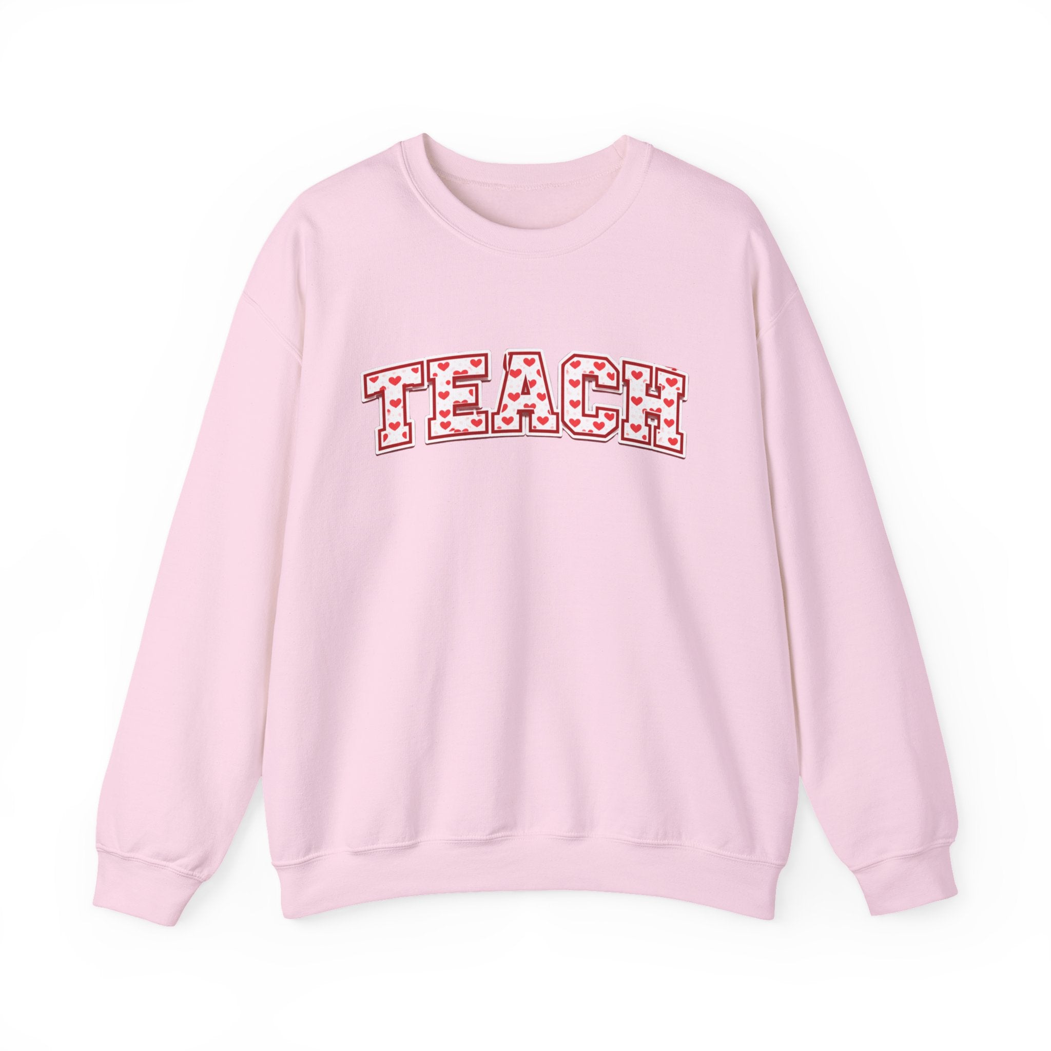 Teach Floral Crewneck Sweatshirt — 'TEACH' Pink Floral Teacher Pullover