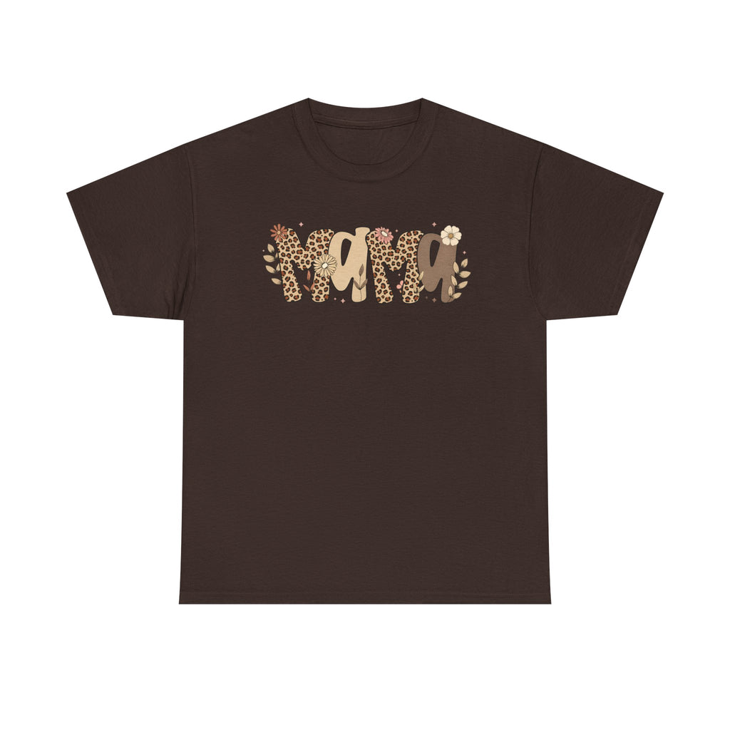 Mama Leopard Print T-Shirt — 'MAMA' Heart Graphic Mother's Day Tee