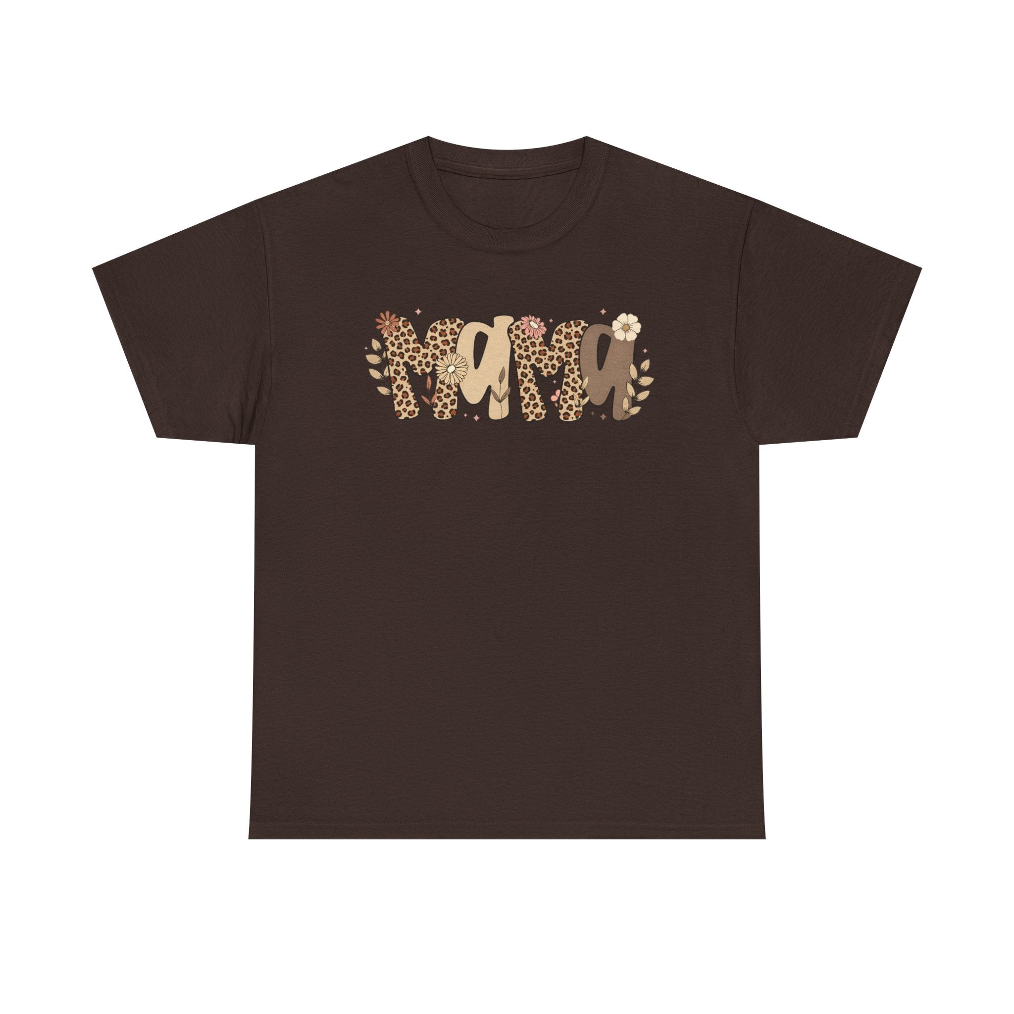 Mama Leopard Print T-Shirt — 'MAMA' Heart Graphic Mother's Day Tee