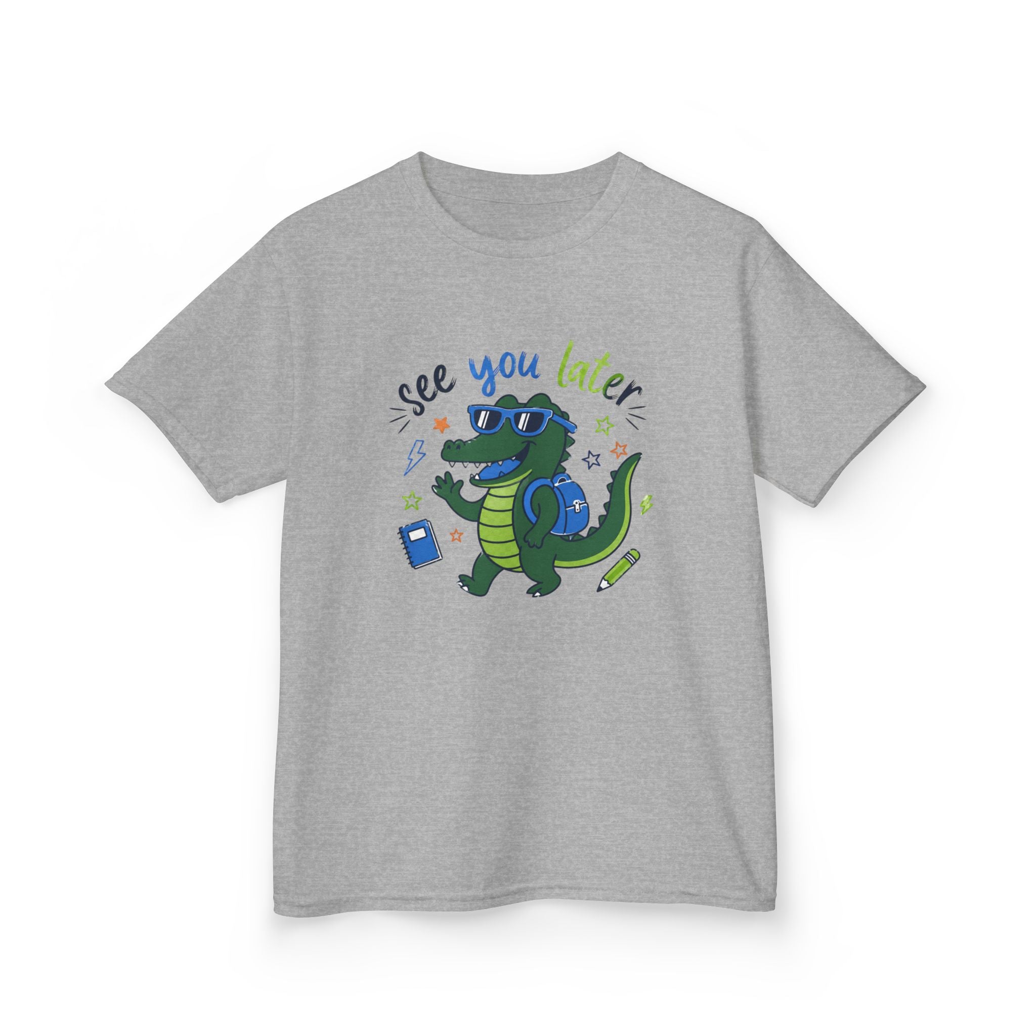 Kids T‑Shirt — "See You Later" Backpacking Alligator Graphic Tee