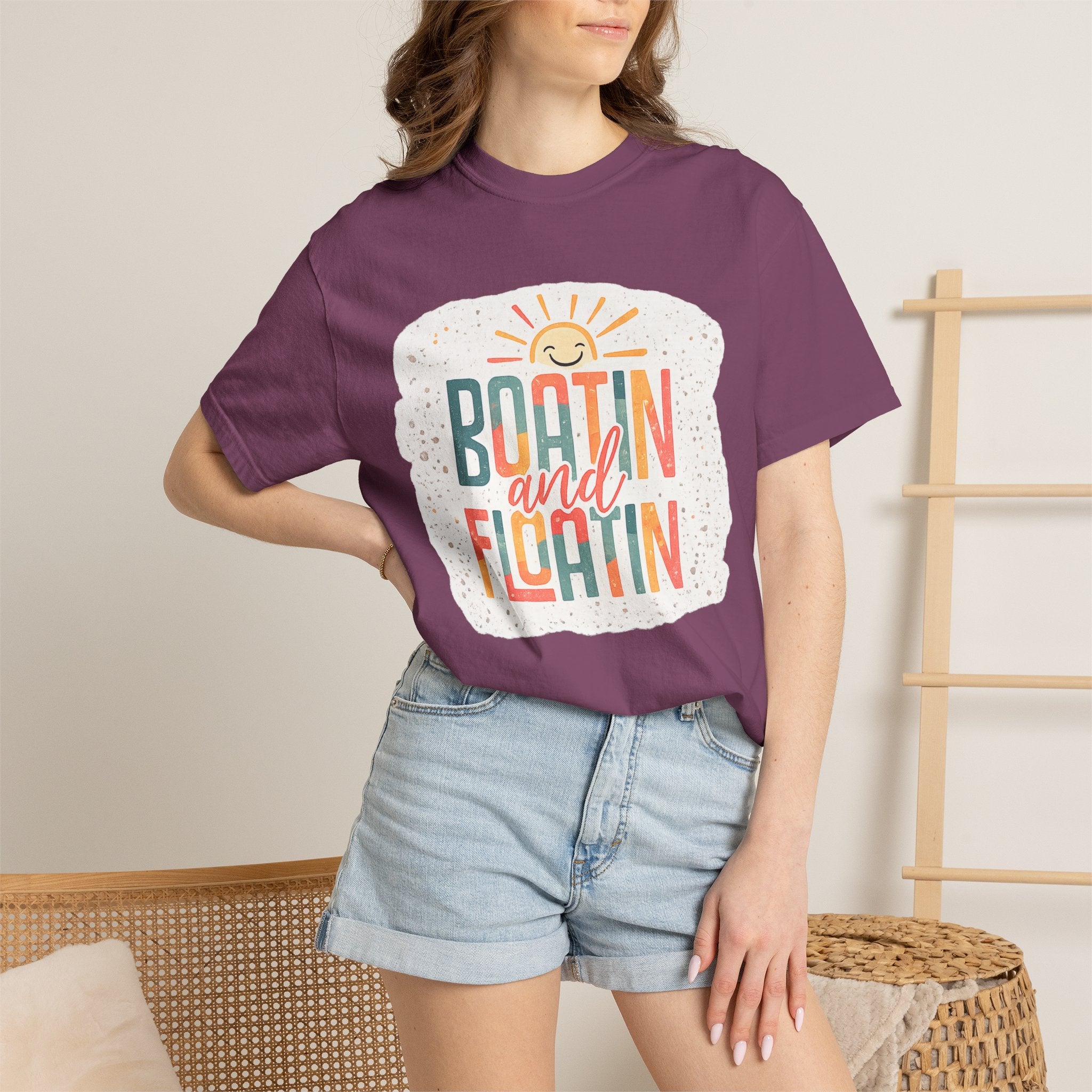 Boatin' and Floatin' T-Shirt — Retro Sun Summer Boating Tee