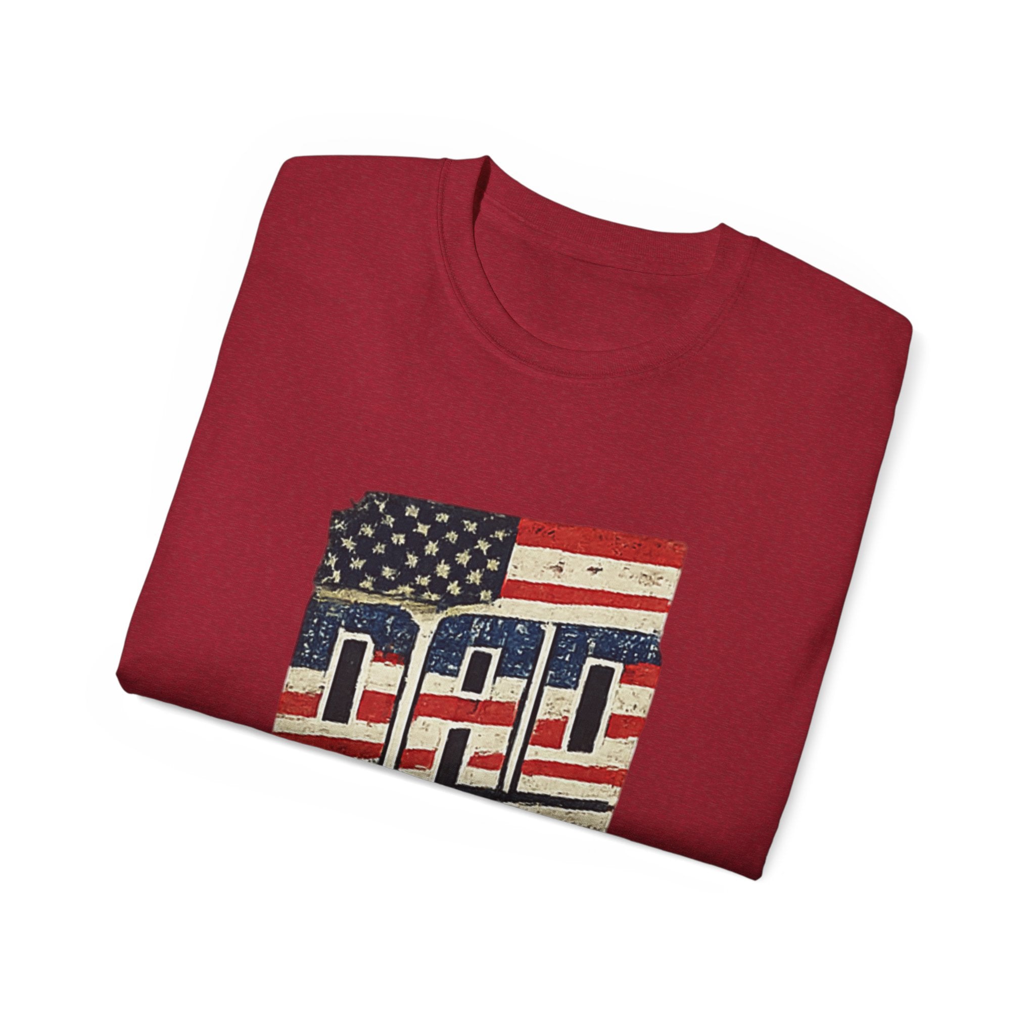 Patriotic Dad T-Shirt – Vintage American Flag 'DAD' Tee for Father’s Day