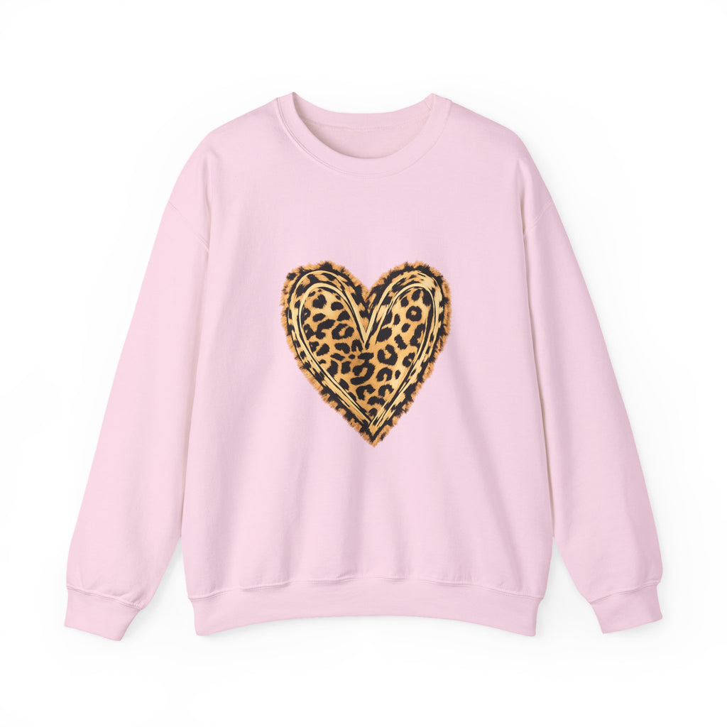 Leopard Heart Crewneck Sweatshirt - Animal Print Heart Pullover