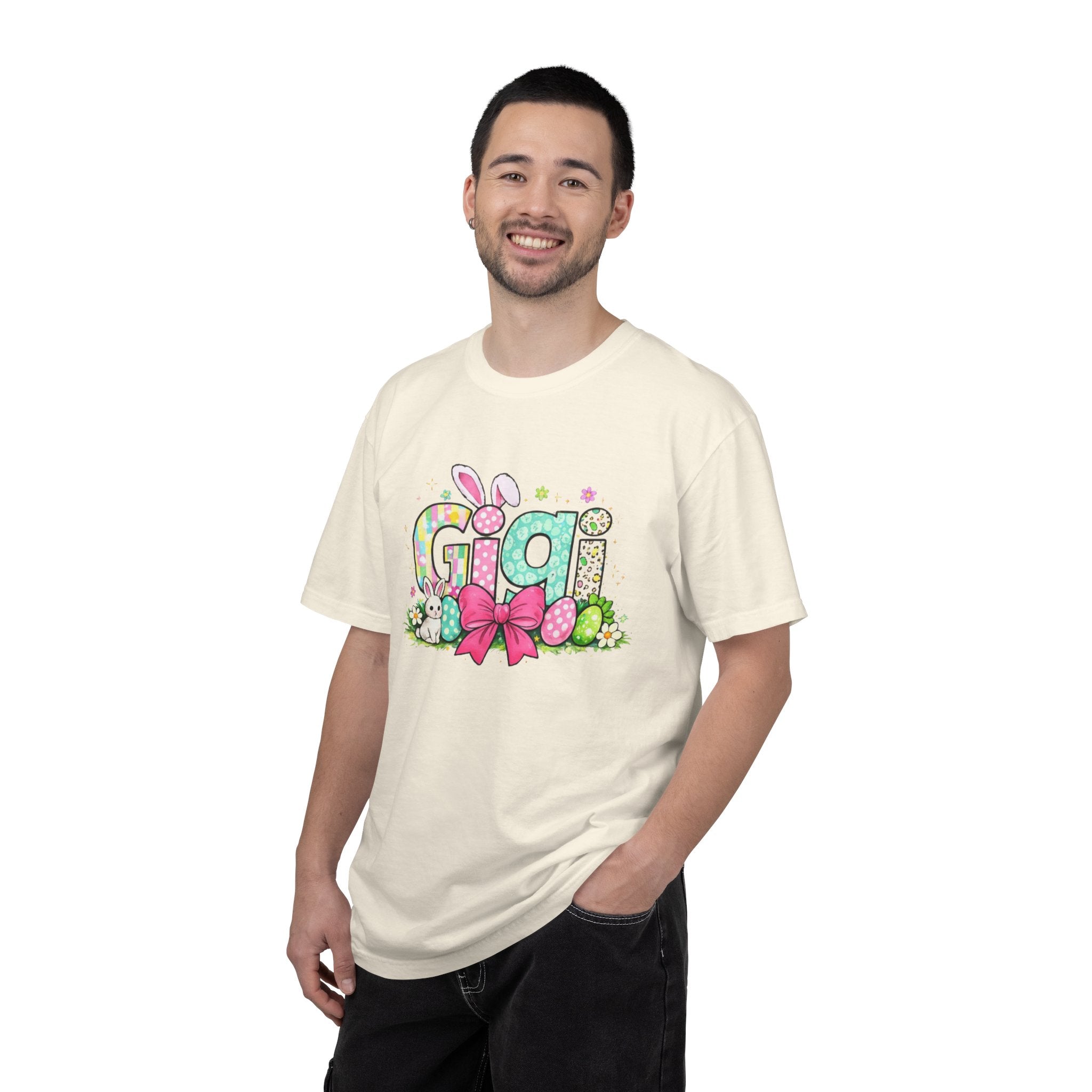 Easter Gigi T-Shirt — Pastel Bunny & Eggs Graphic Tee