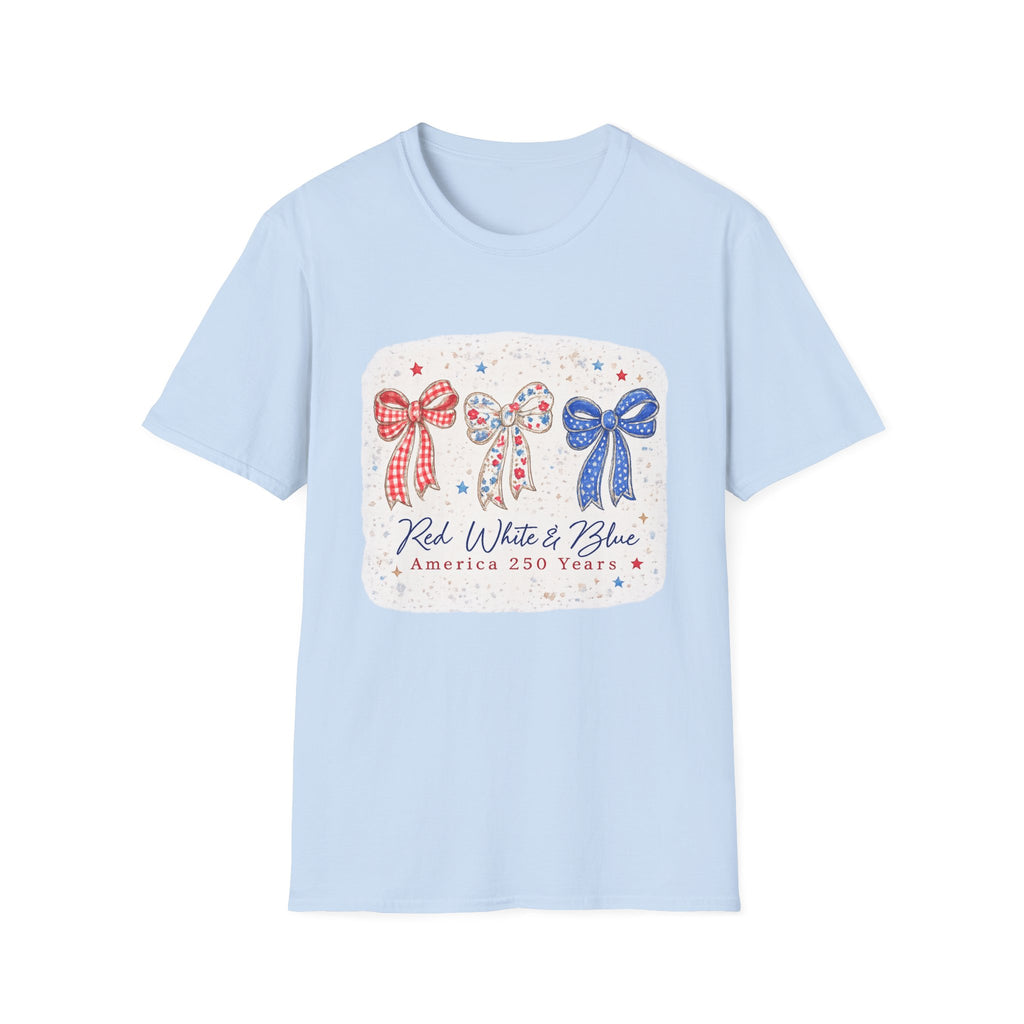 Patriotic Red White & Blue Bow T-Shirt — America 250 Celebration Tee