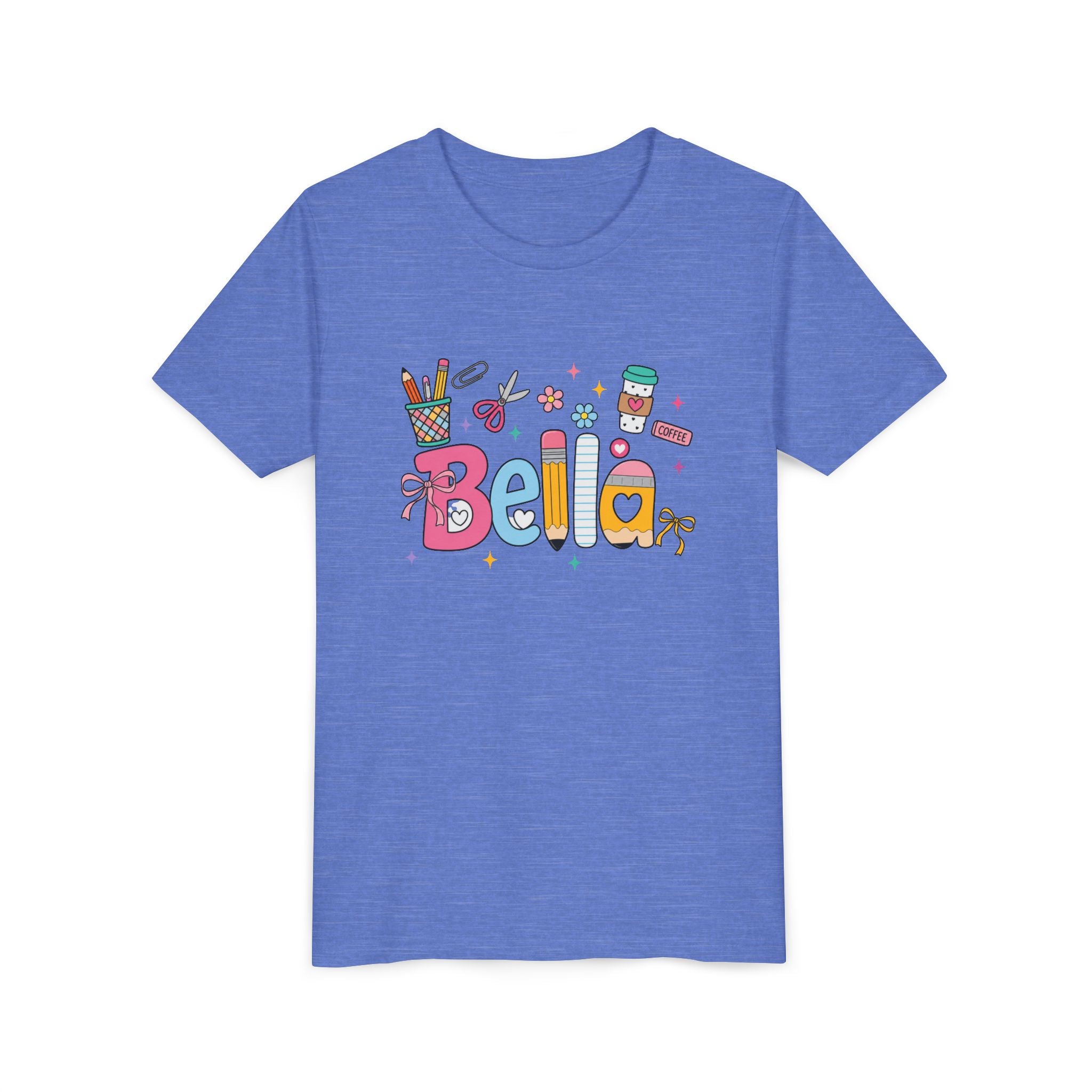 Bella Kids' Name T-Shirt — Cute School Supplies Design Youth Tee
