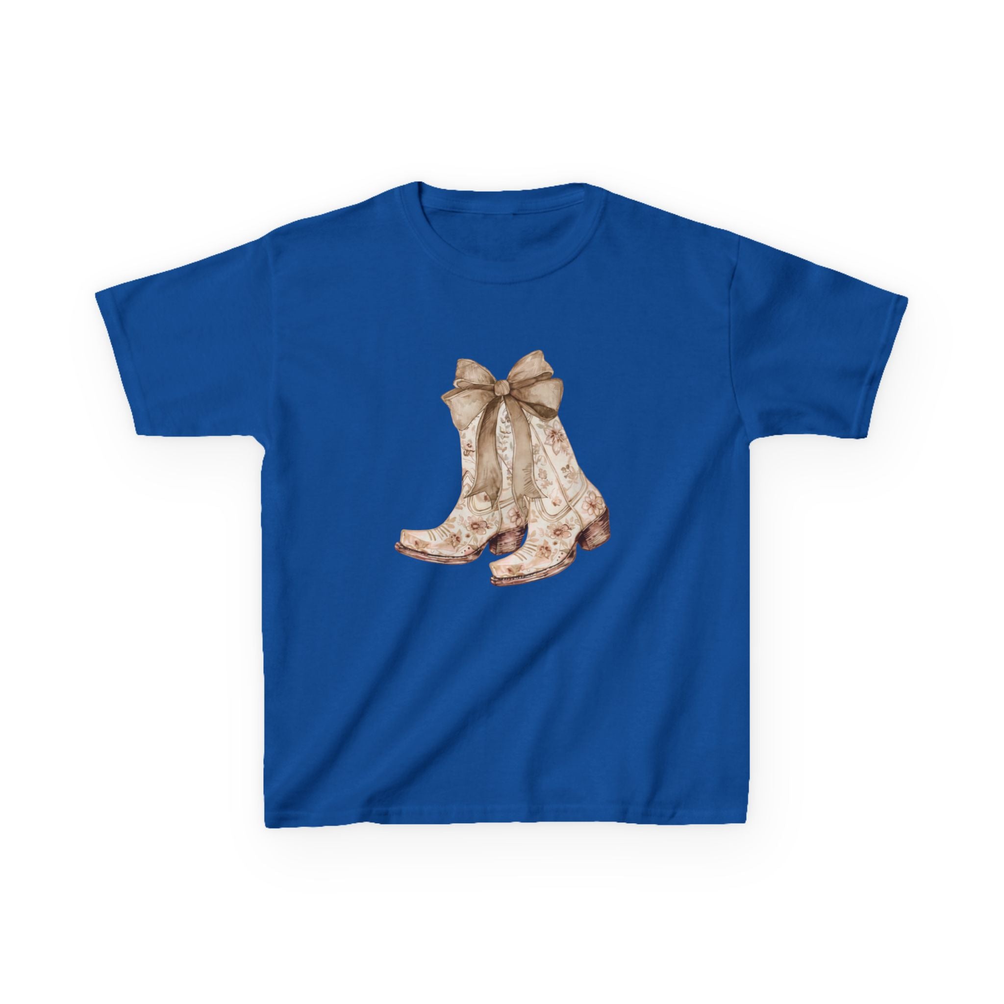 Kids Tee — Vintage Floral Cowboy Boots with Ribbon