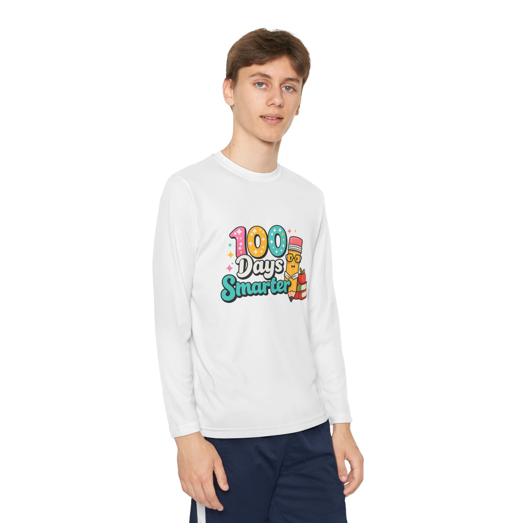 Youth Long Sleeve Tee - "100 Days Smarter" School Celebration Shirt