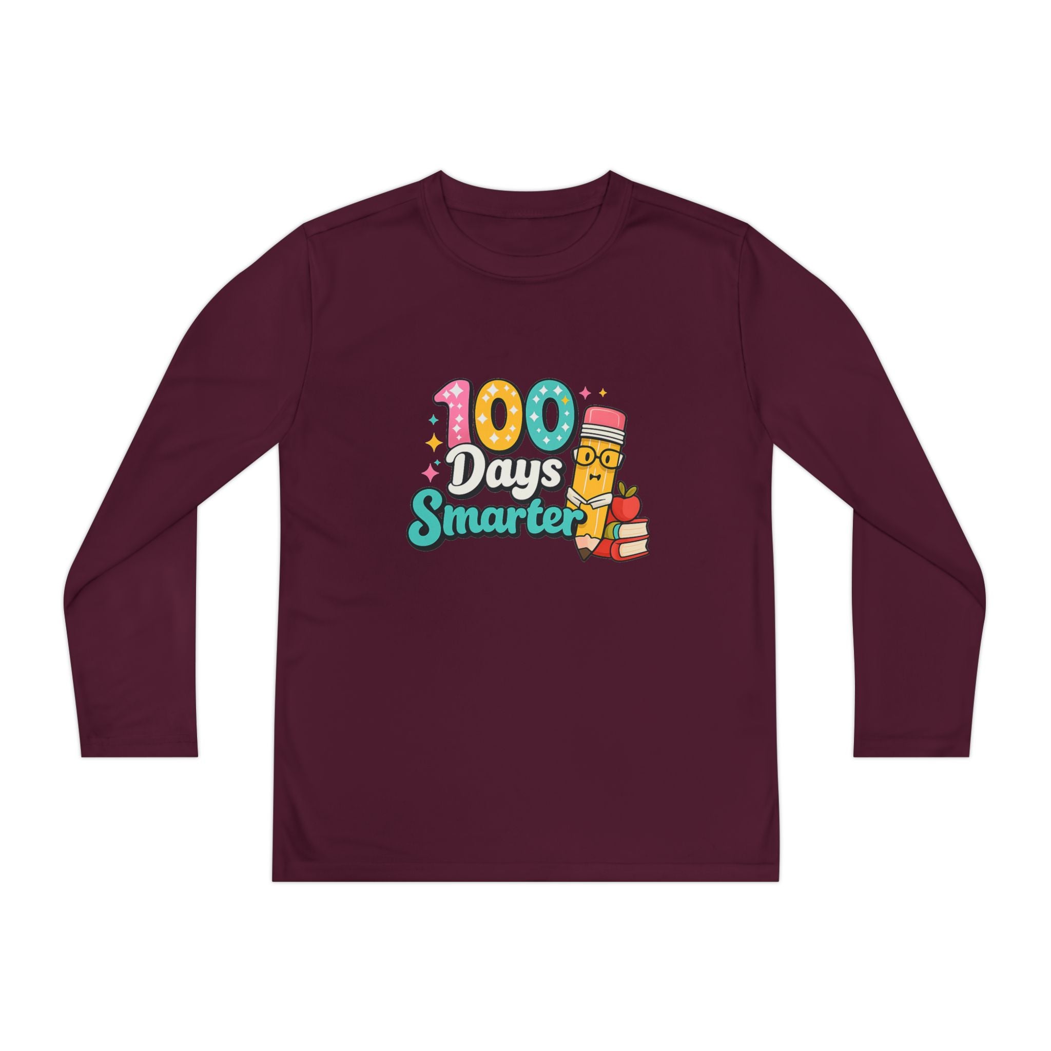 Youth Long Sleeve Tee - "100 Days Smarter" School Celebration Shirt
