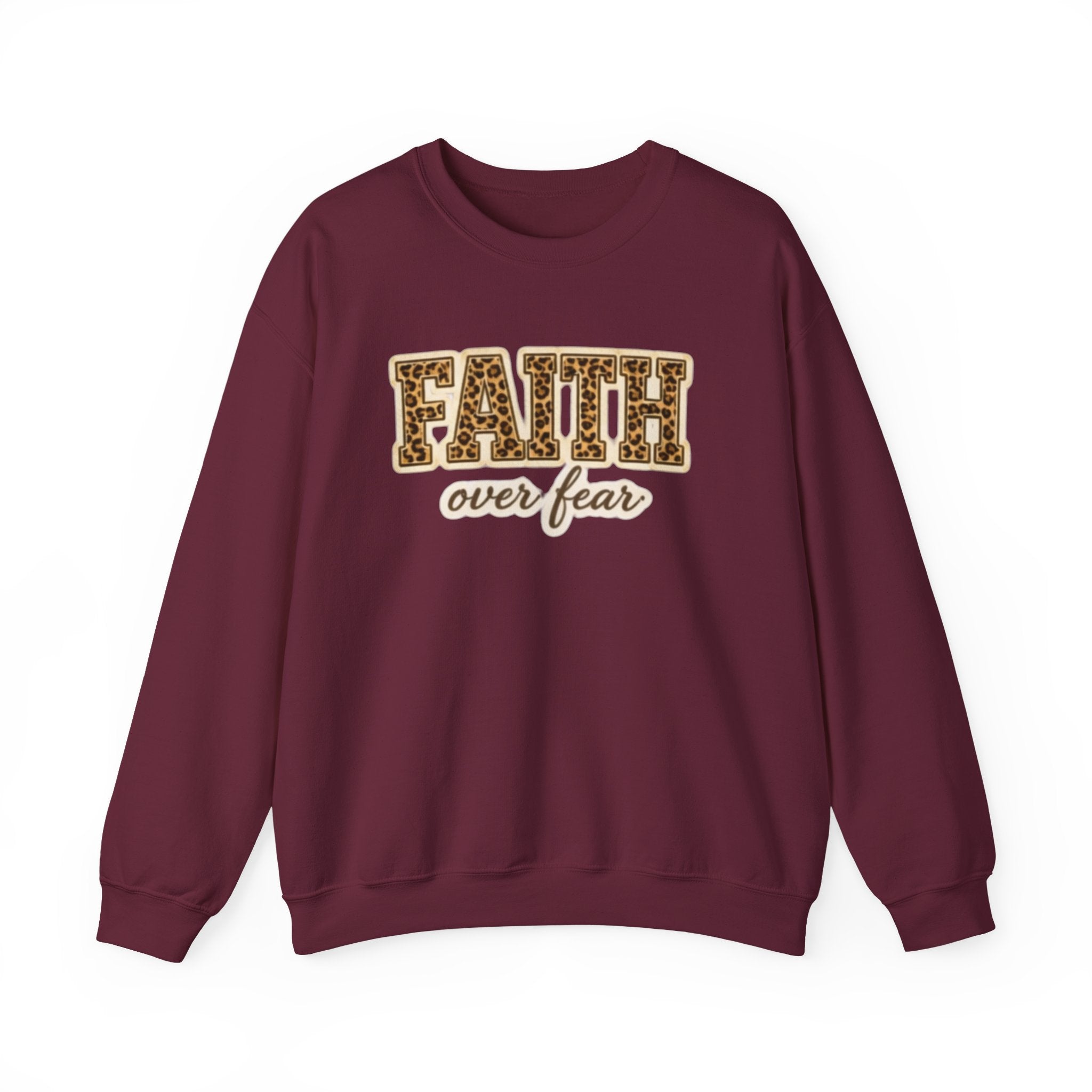 Faith Over Fear Leopard Graphic Sweatshirt