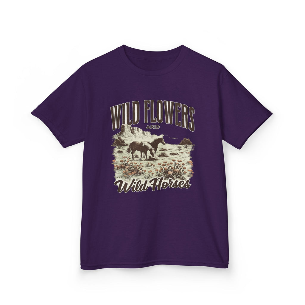 Kids T-Shirt — "Wild Flowers and Wild Horses" Rustic Western Tee