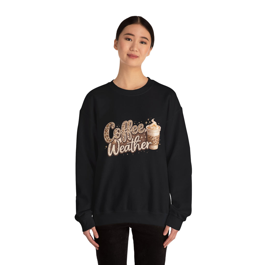 Coffee Weather Sweatshirt – Cozy Leopard Print Coffee Cup Crewneck