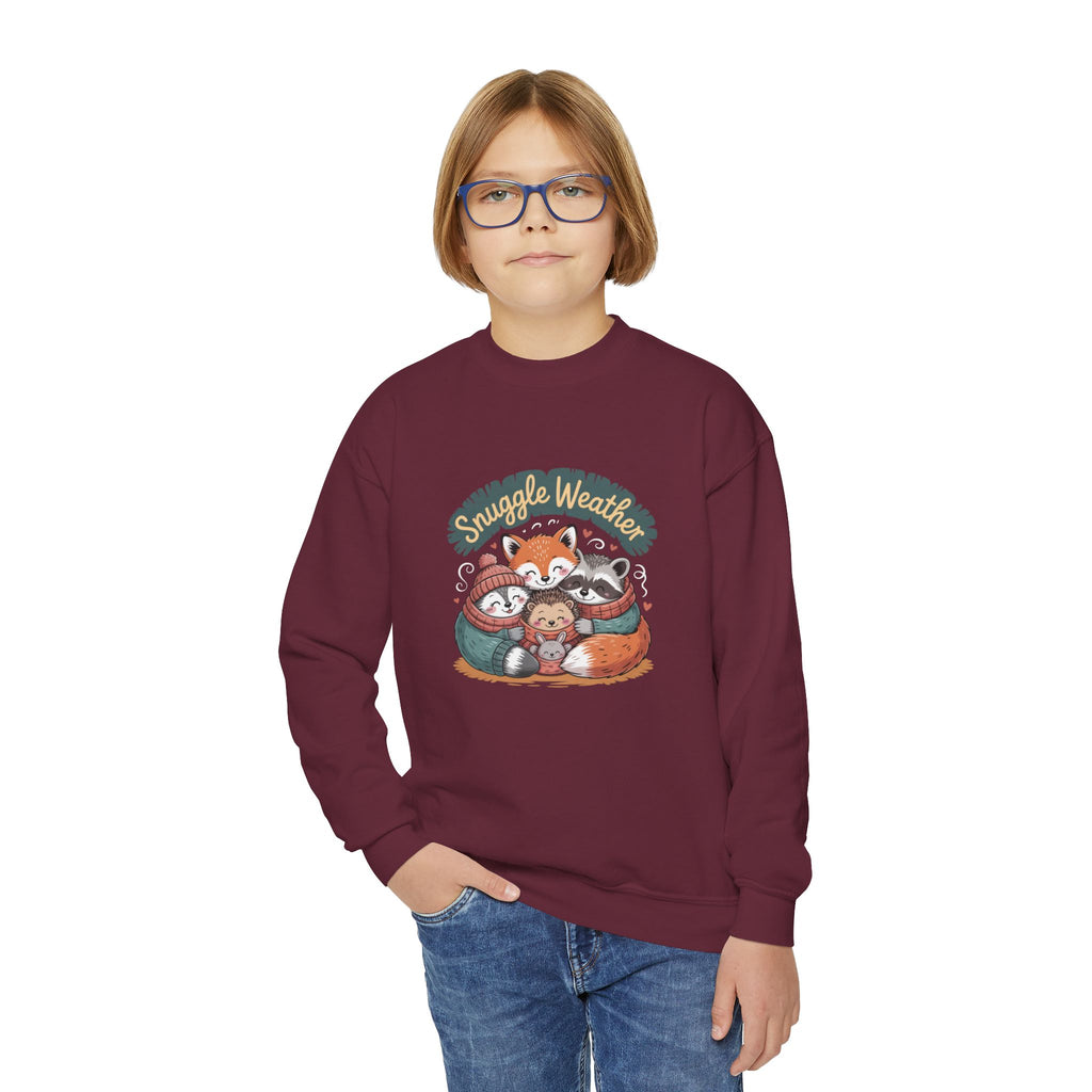 Youth Sweatshirt — "Snuggle Weather" Forest Animal Crewneck
