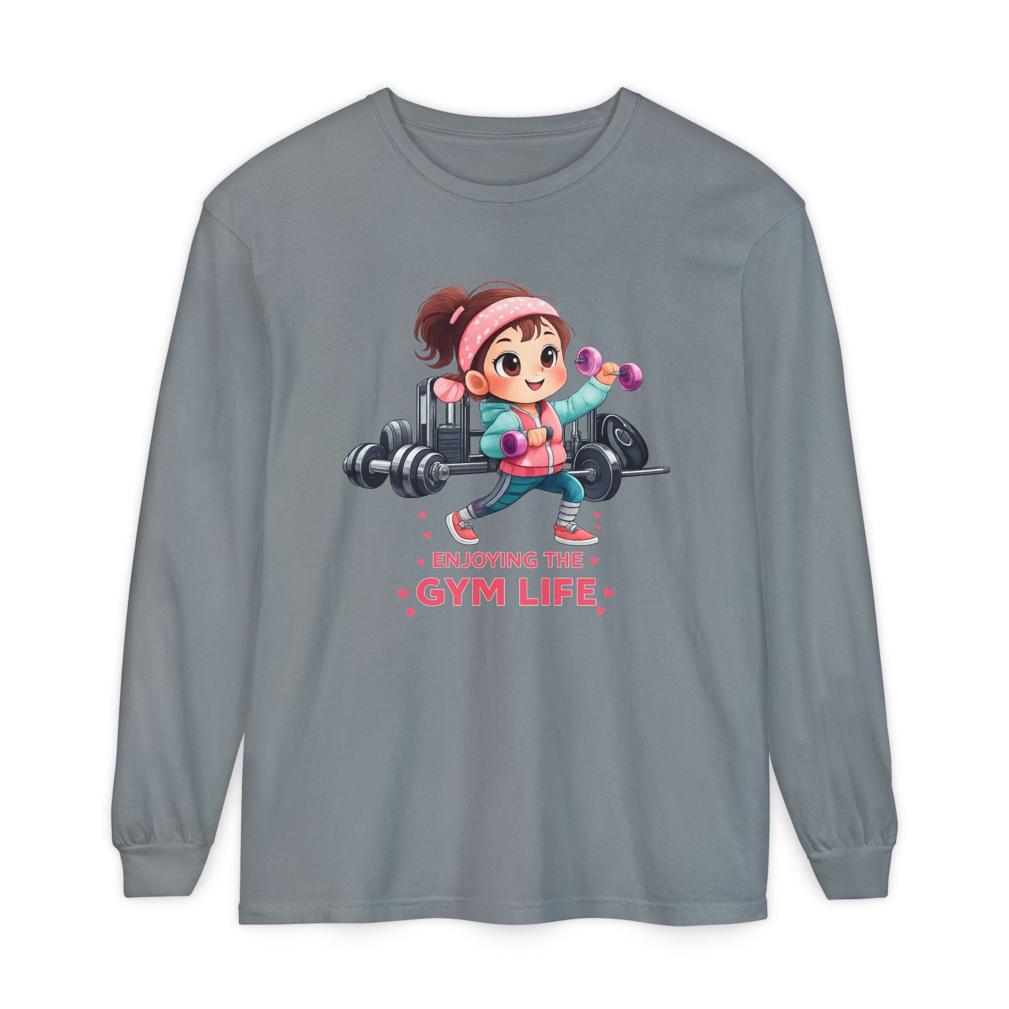 Gym Life Long Sleeve Tee — Cute Girl Weightlifting Fitness Shirt