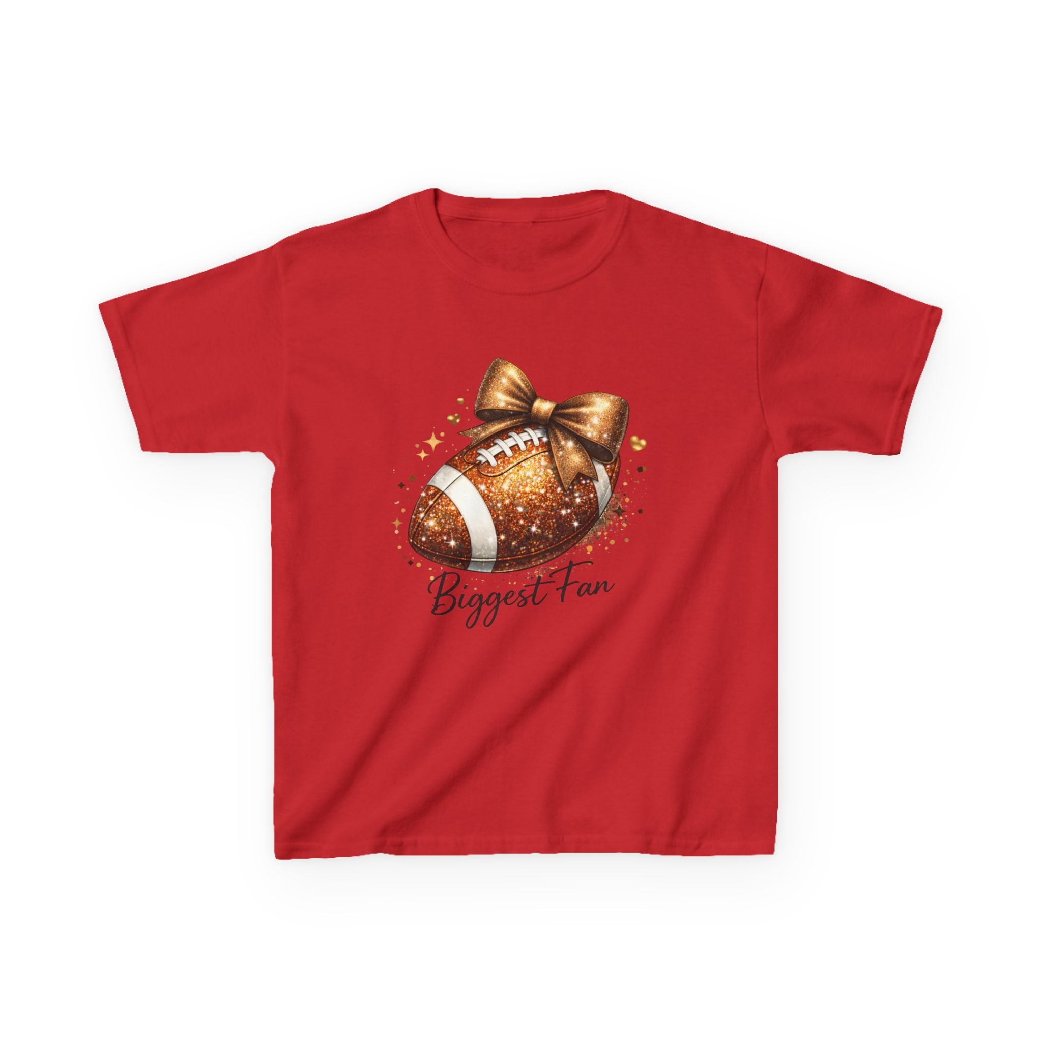 Kids Tee — 'Biggest Fan' Glitter Football Design