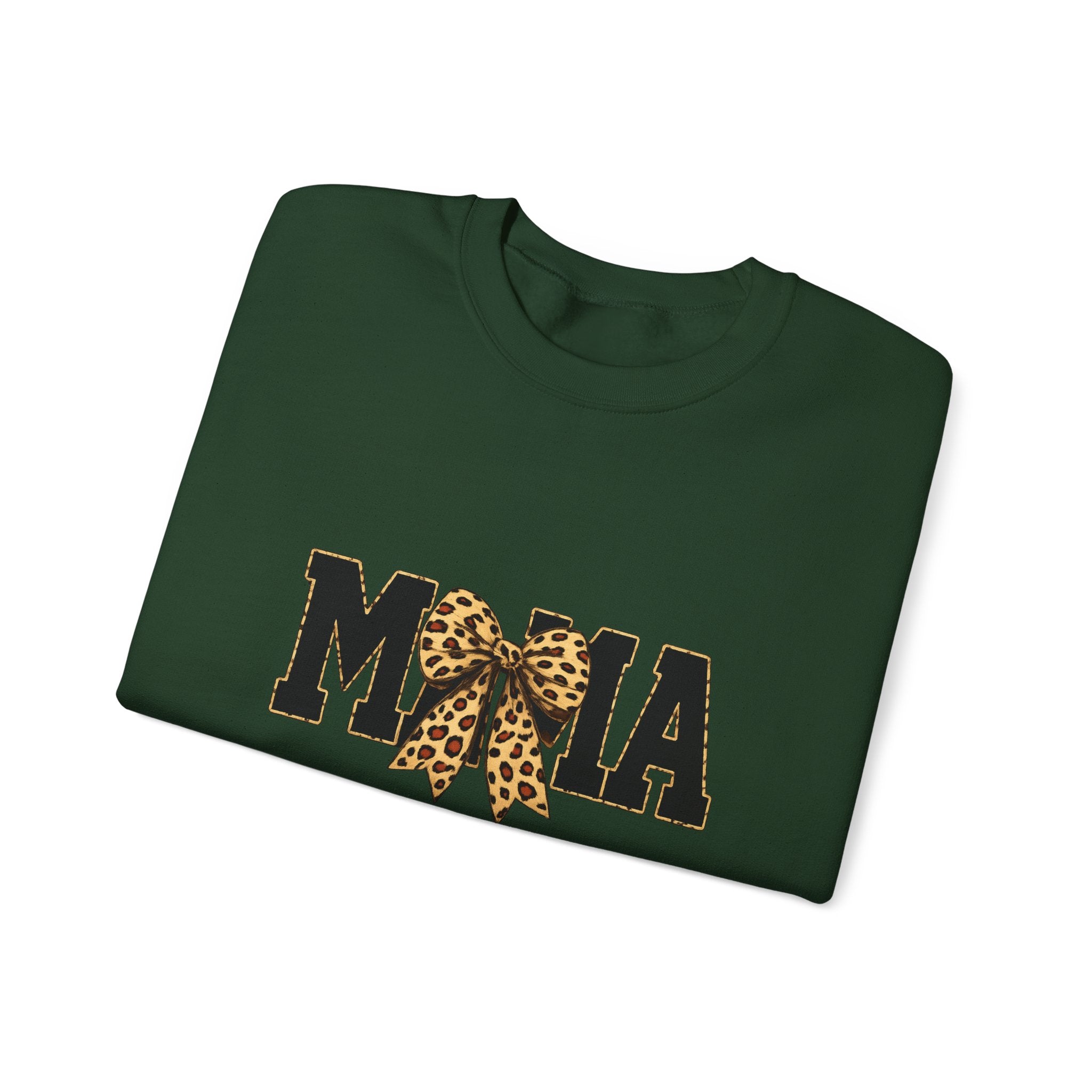 Mama Leopard Bow Crewneck Sweatshirt